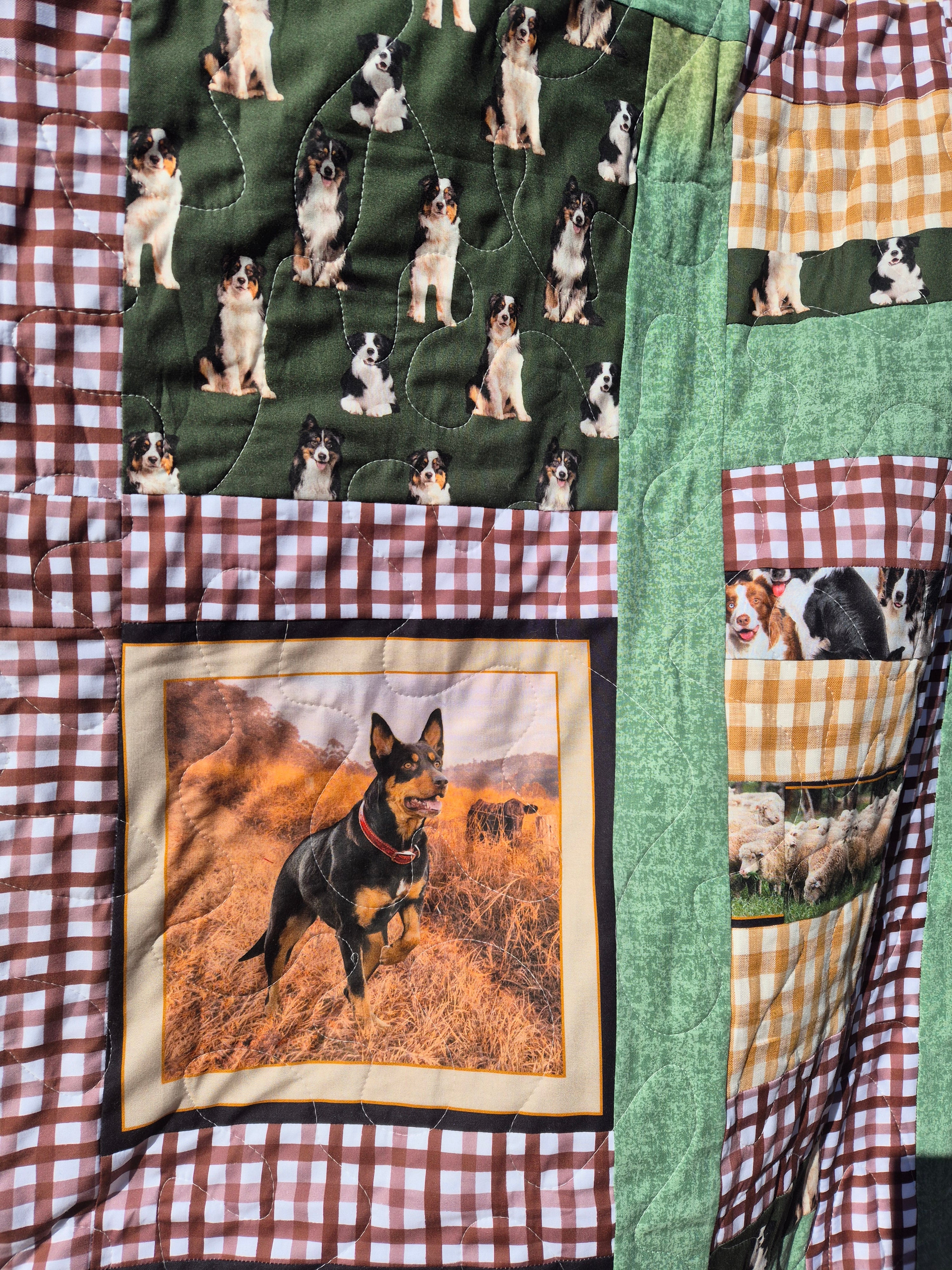 Muster time, Australian working dogs themed double bed sized quilt