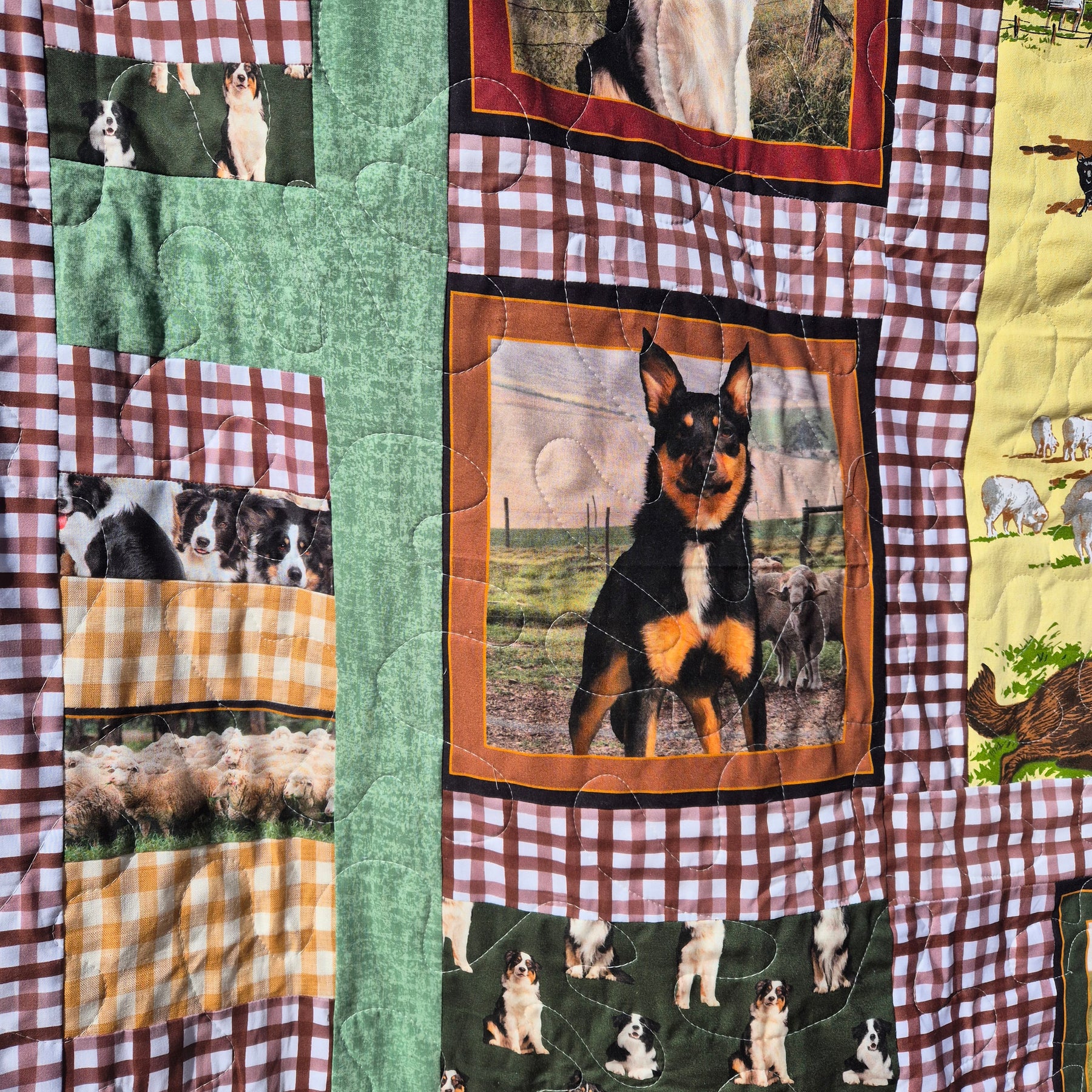 Muster time, Australian working dogs themed double bed sized quilt