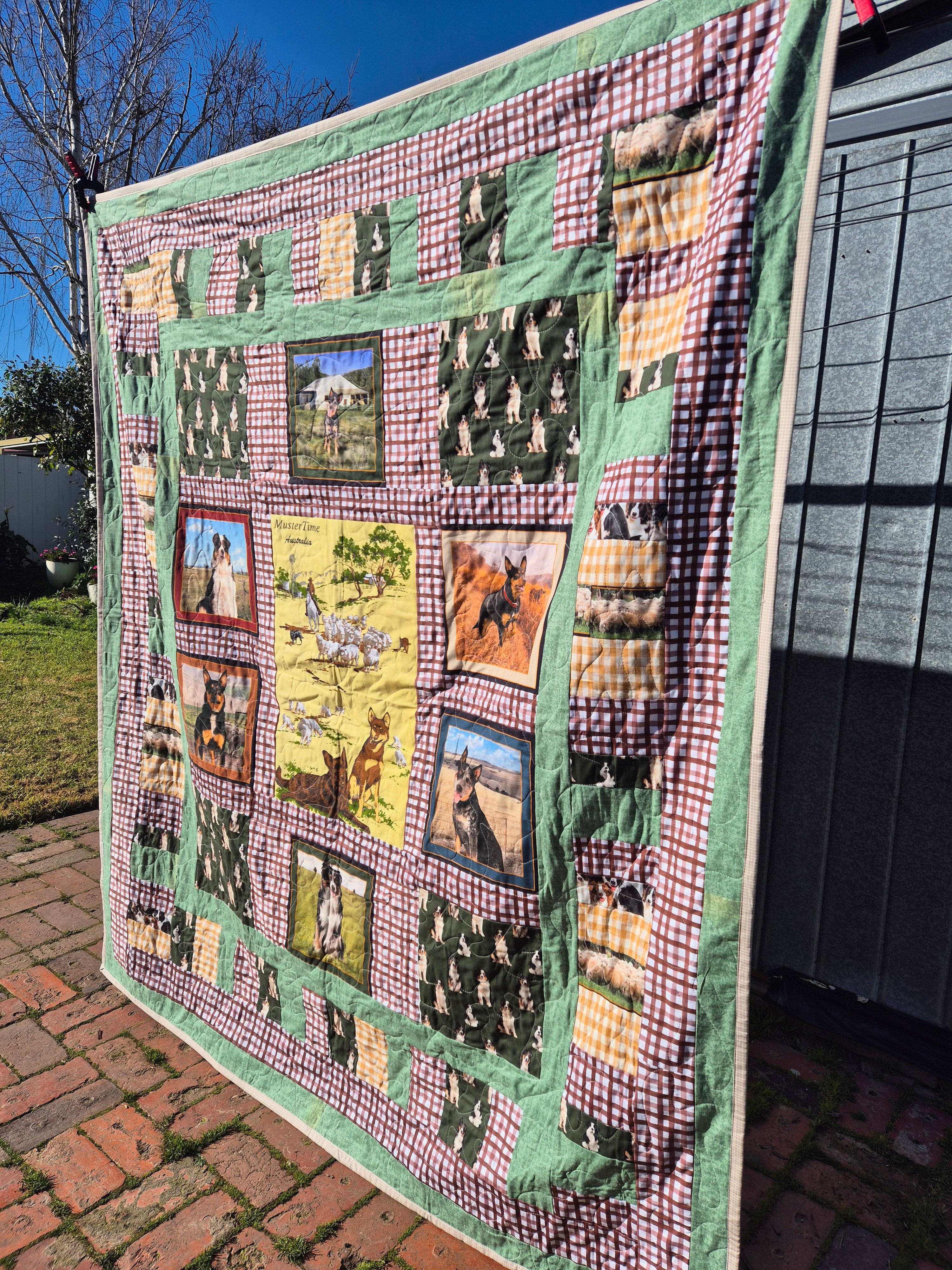 Muster time, Australian working dogs themed double bed sized quilt