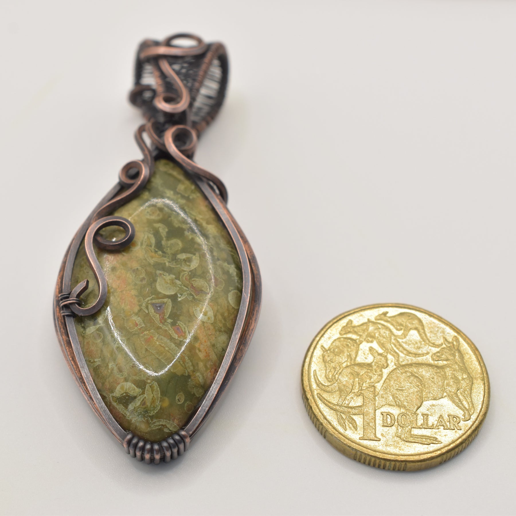 Gondwana Canopy - Australian Rainforest Jasper Copper-wrapped Pendant