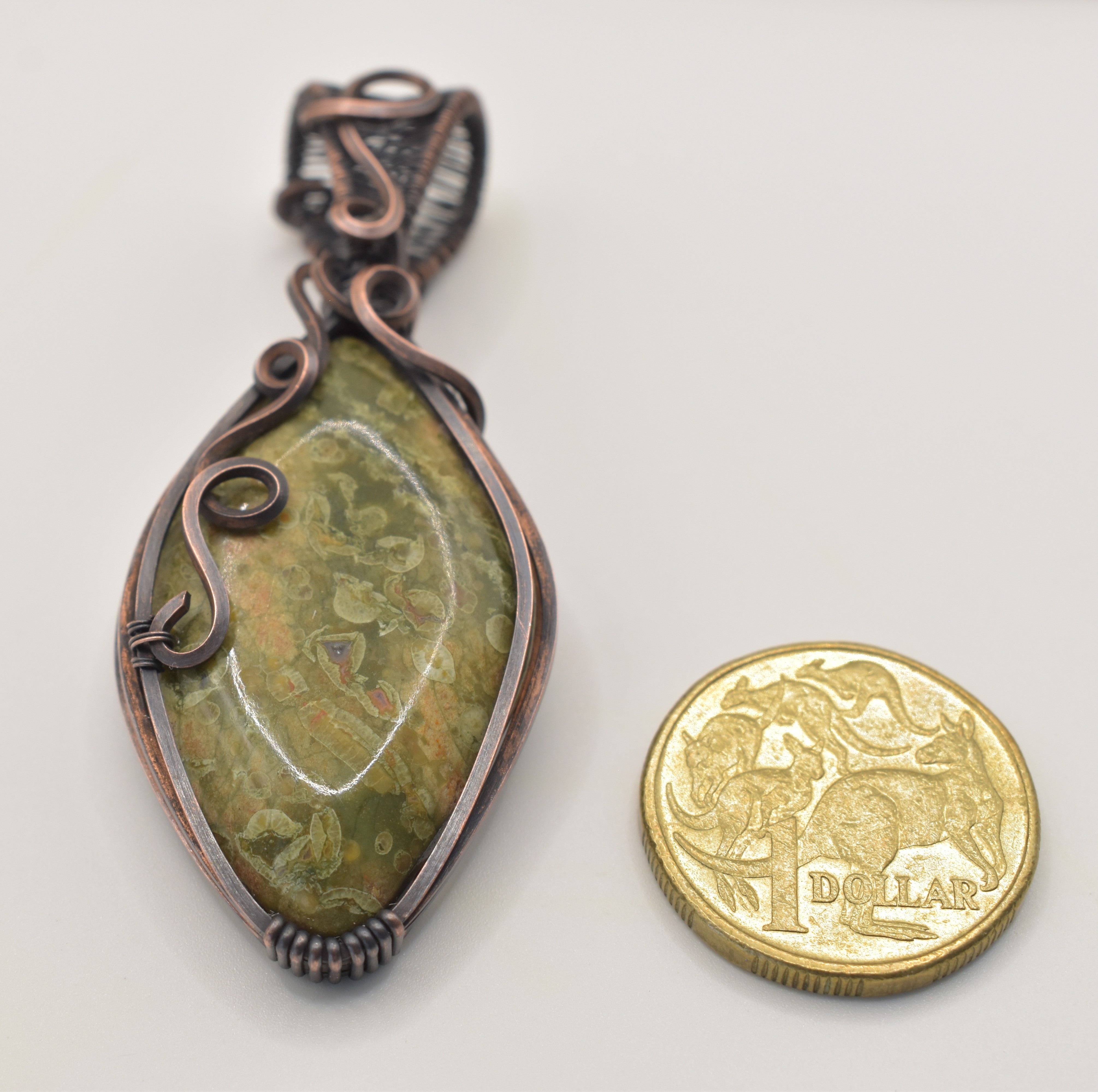 Gondwana Canopy - Australian Rainforest Jasper Copper-wrapped Pendant