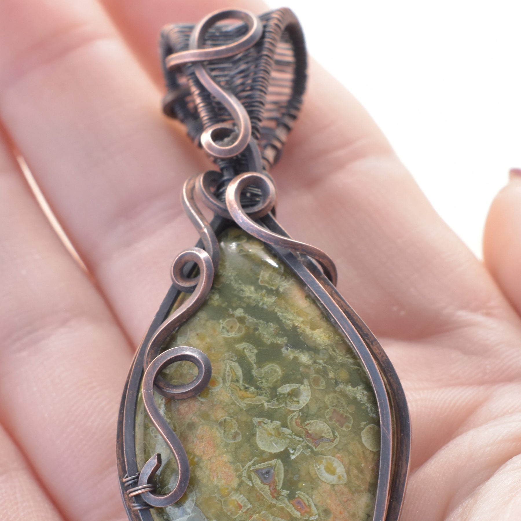 Gondwana Canopy - Australian Rainforest Jasper Copper-wrapped Pendant