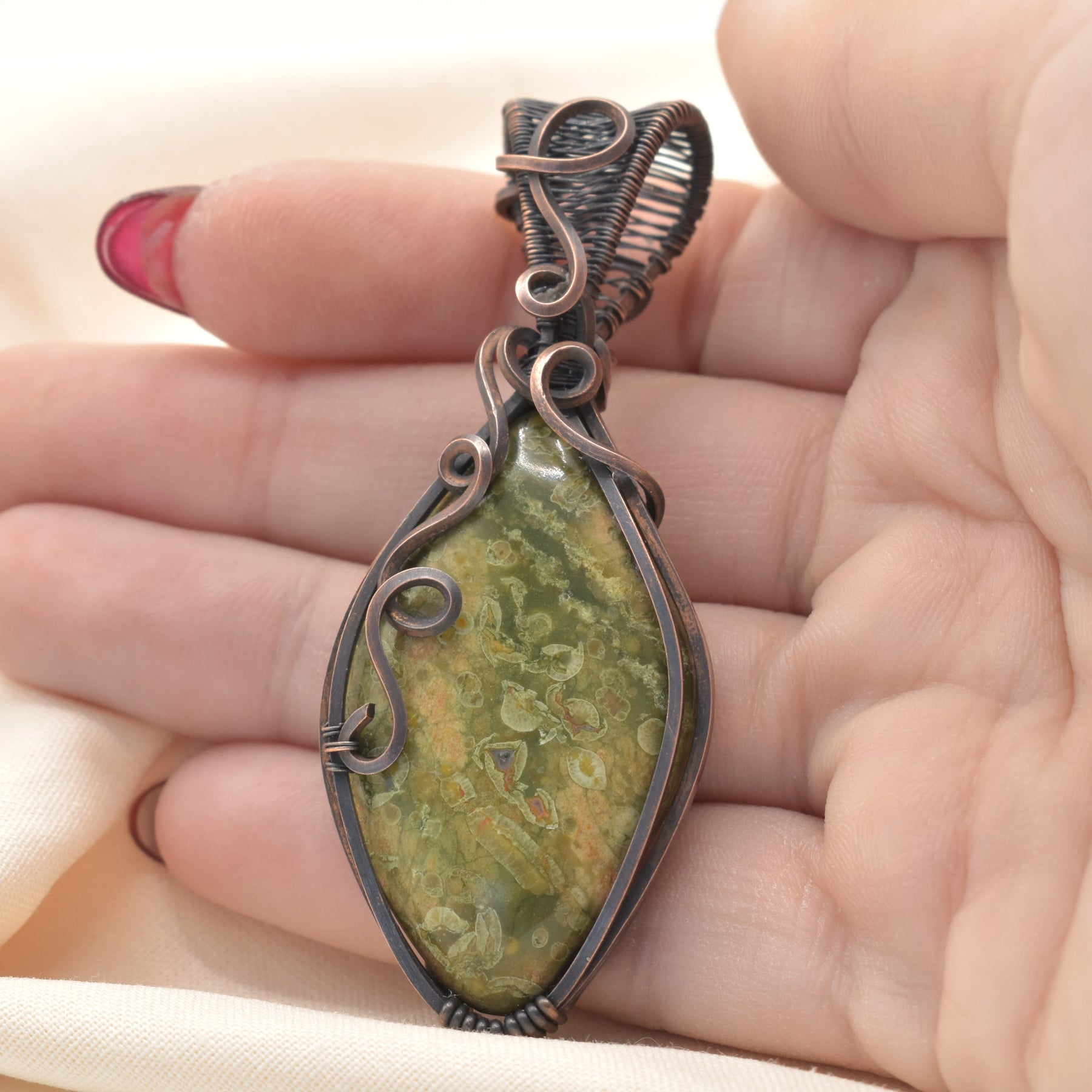 Gondwana Canopy - Australian Rainforest Jasper Copper-wrapped Pendant