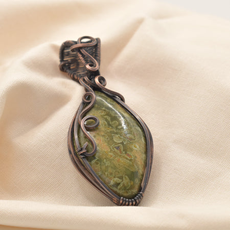 Gondwana Canopy - Australian Rainforest Jasper Copper-wrapped Pendant