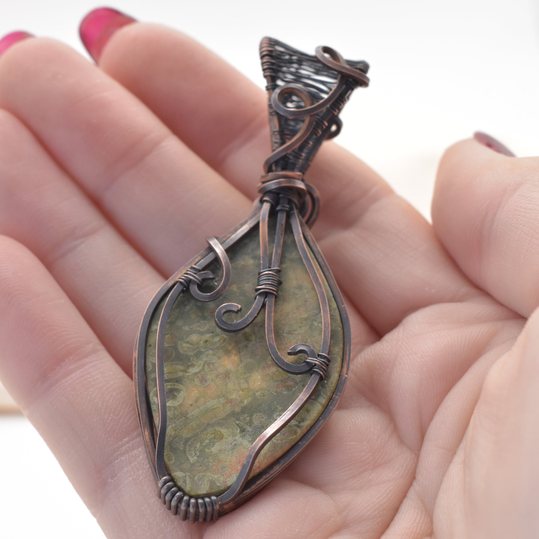 Gondwana Canopy - Australian Rainforest Jasper Copper-wrapped Pendant
