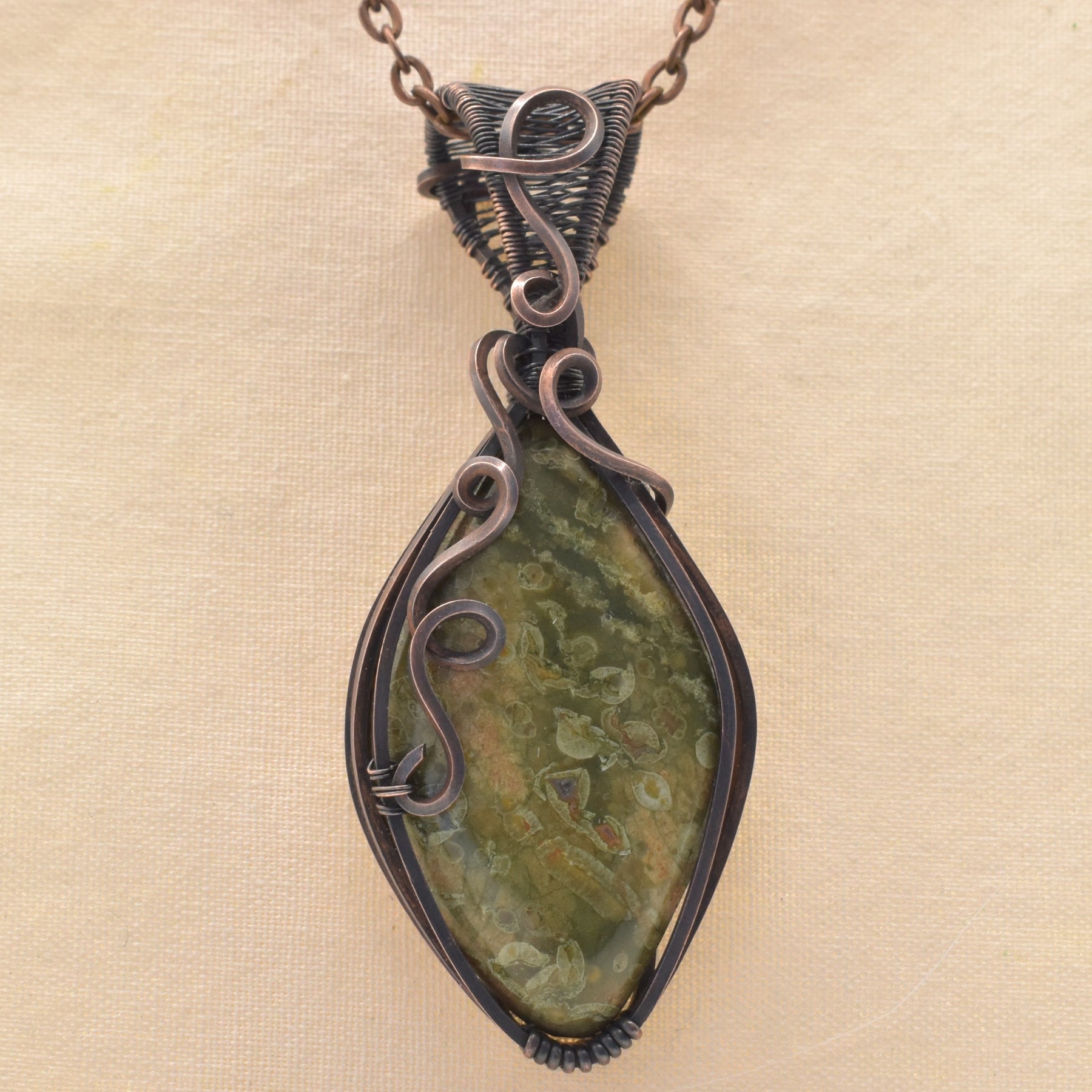 Gondwana Canopy - Australian Rainforest Jasper Copper-wrapped Pendant