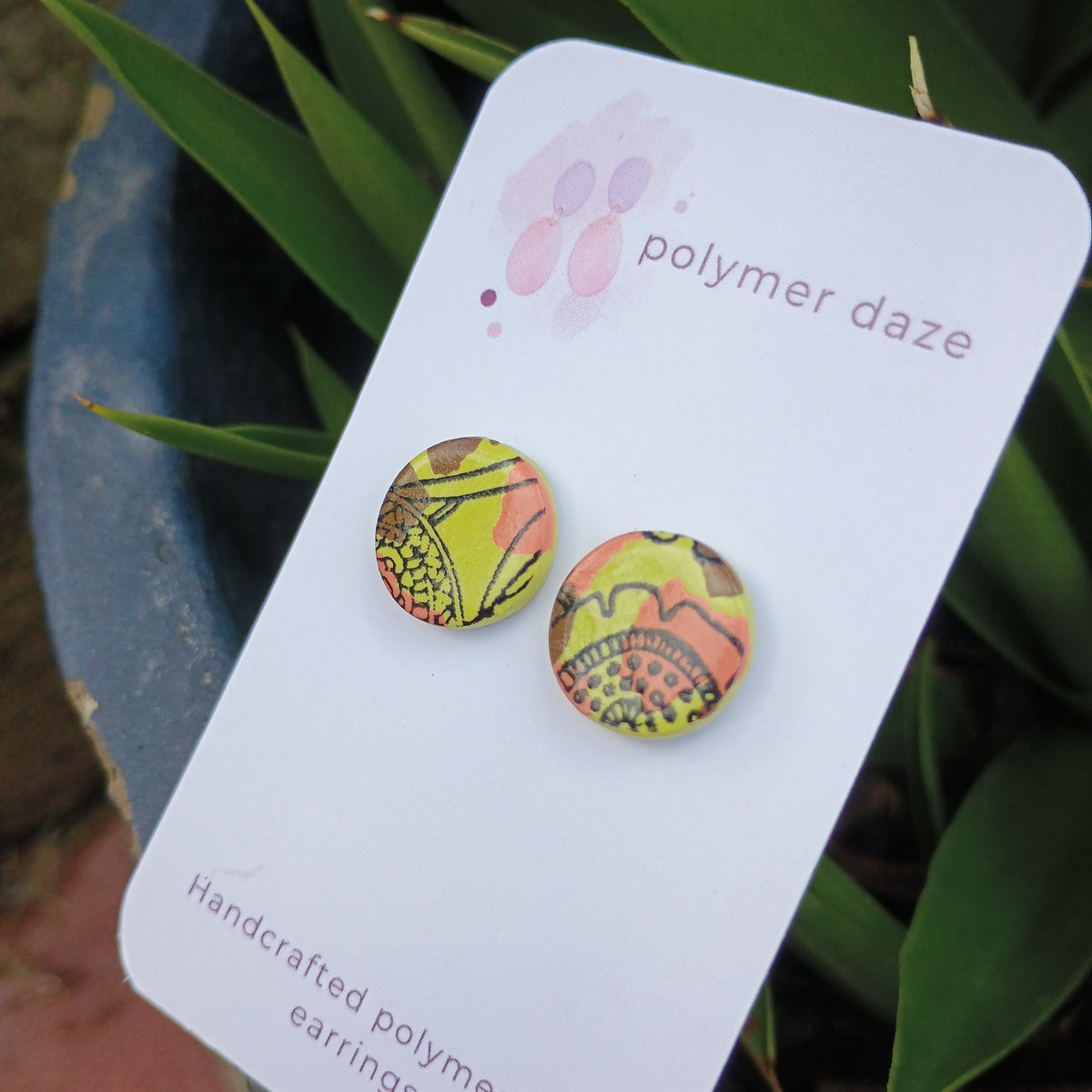 Painted floral studs