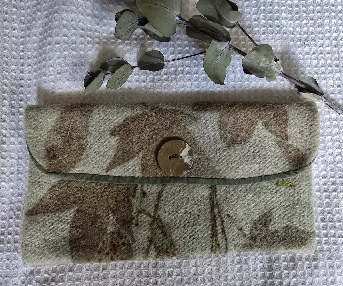 Handcrafted Botanical Eco-Printed Wool Pouch