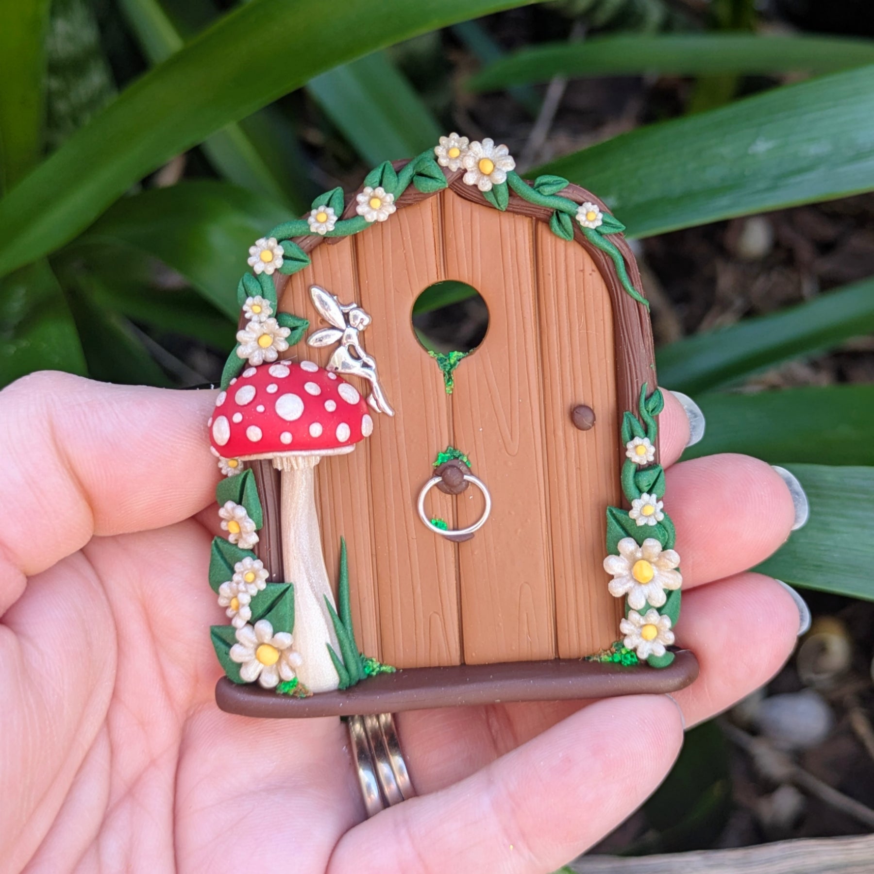 Mini Woodland Fairy Door with Red Mushroom