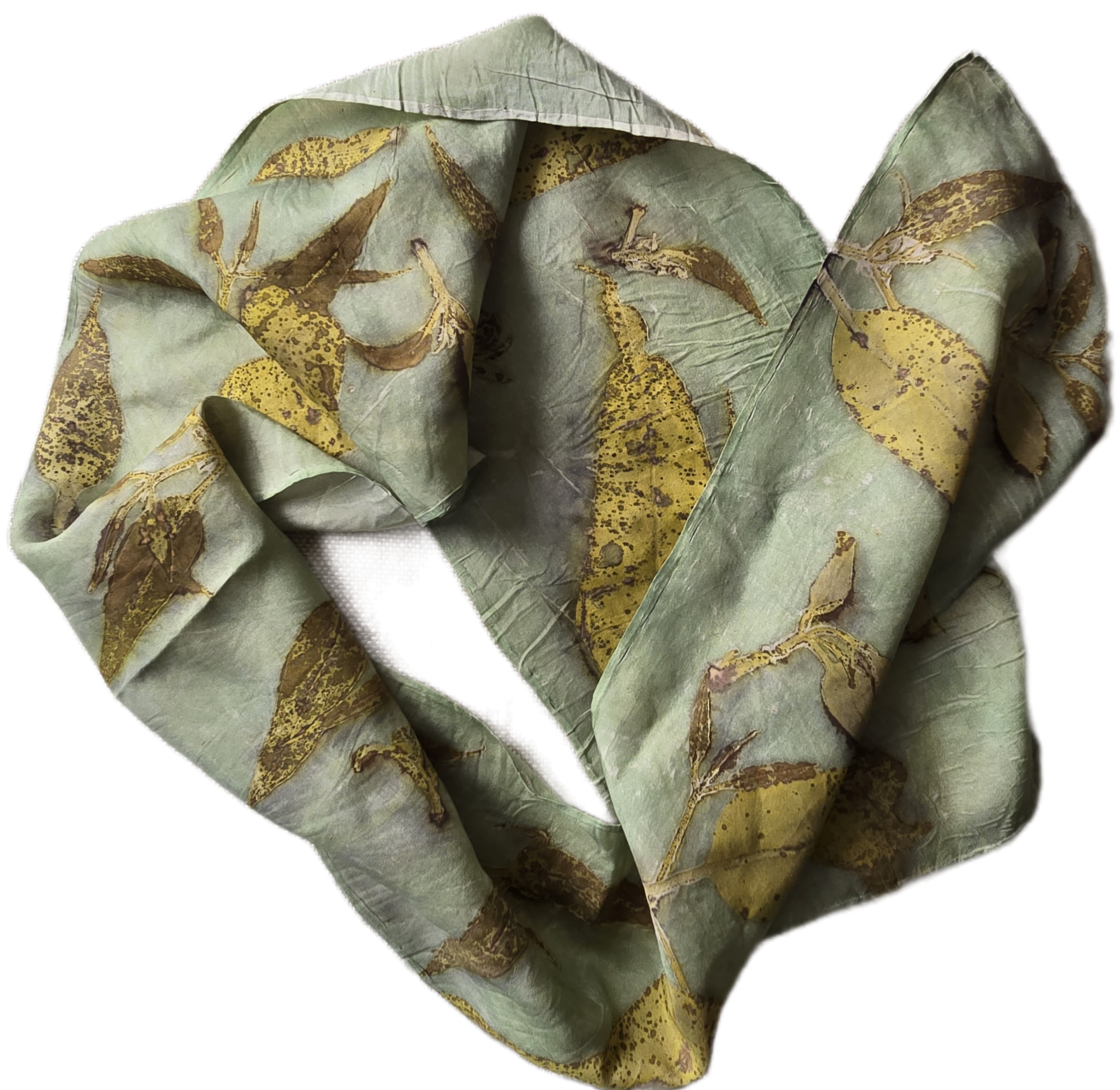 Eco Printed Silk Scarf – Botanical Leaf Print