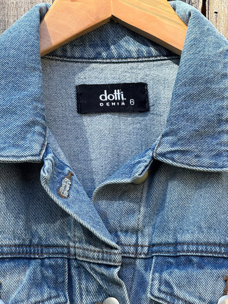 Gang Gang Cockatoo Hand-painted Denim Recycled Jacket (W6)