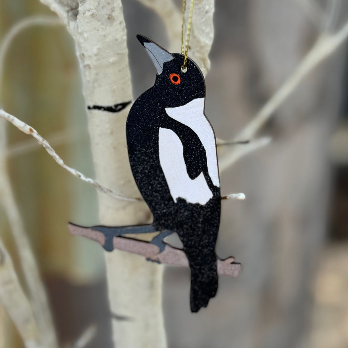 Magpie Hand Painted Australiana Christmas Decoration