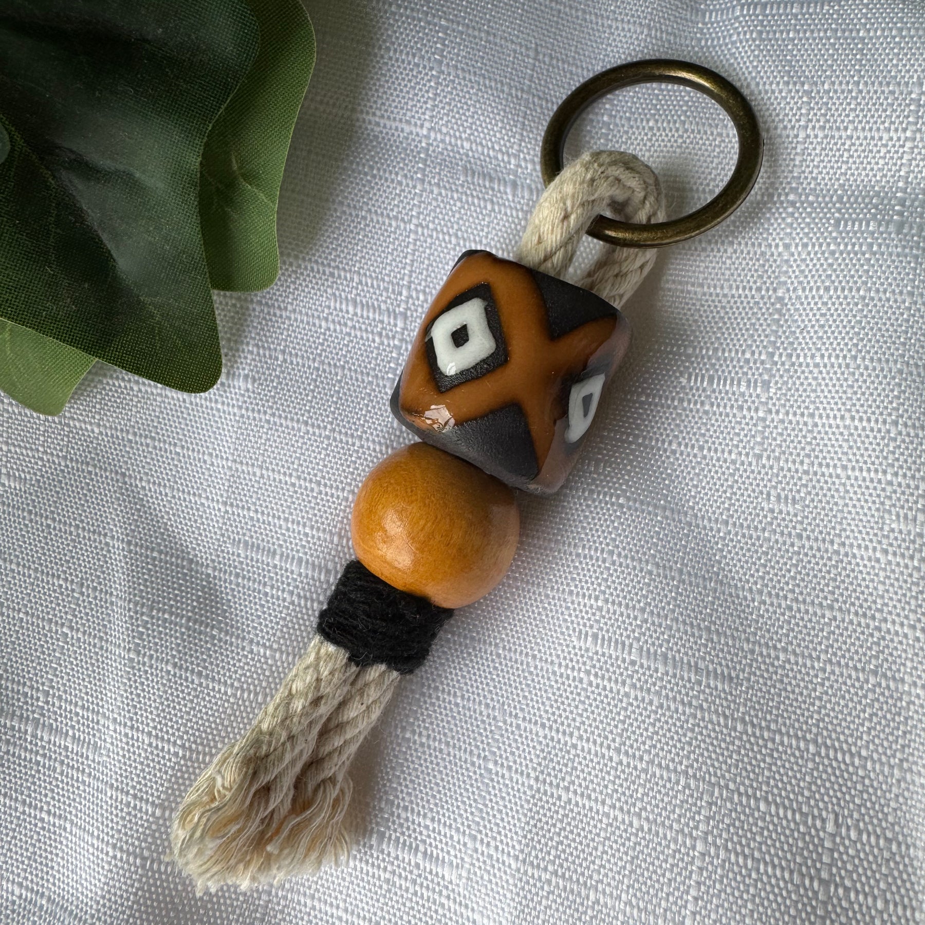 Clay bead keyring, decorative piece
