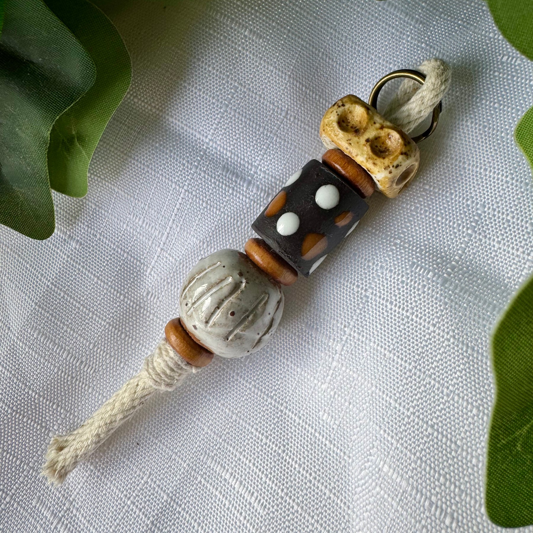 Clay bead keyring, decorative piece