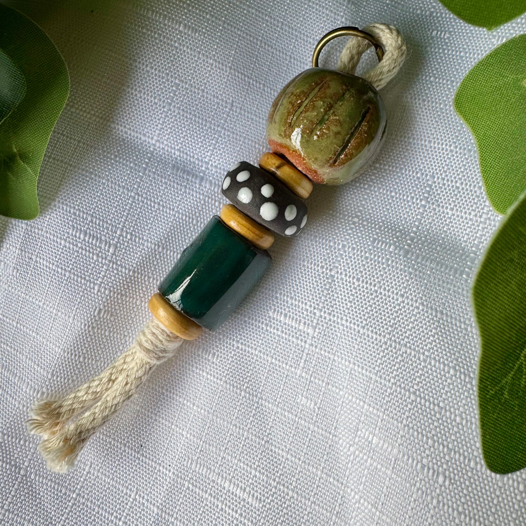 Clay bead keyring, decorative piece