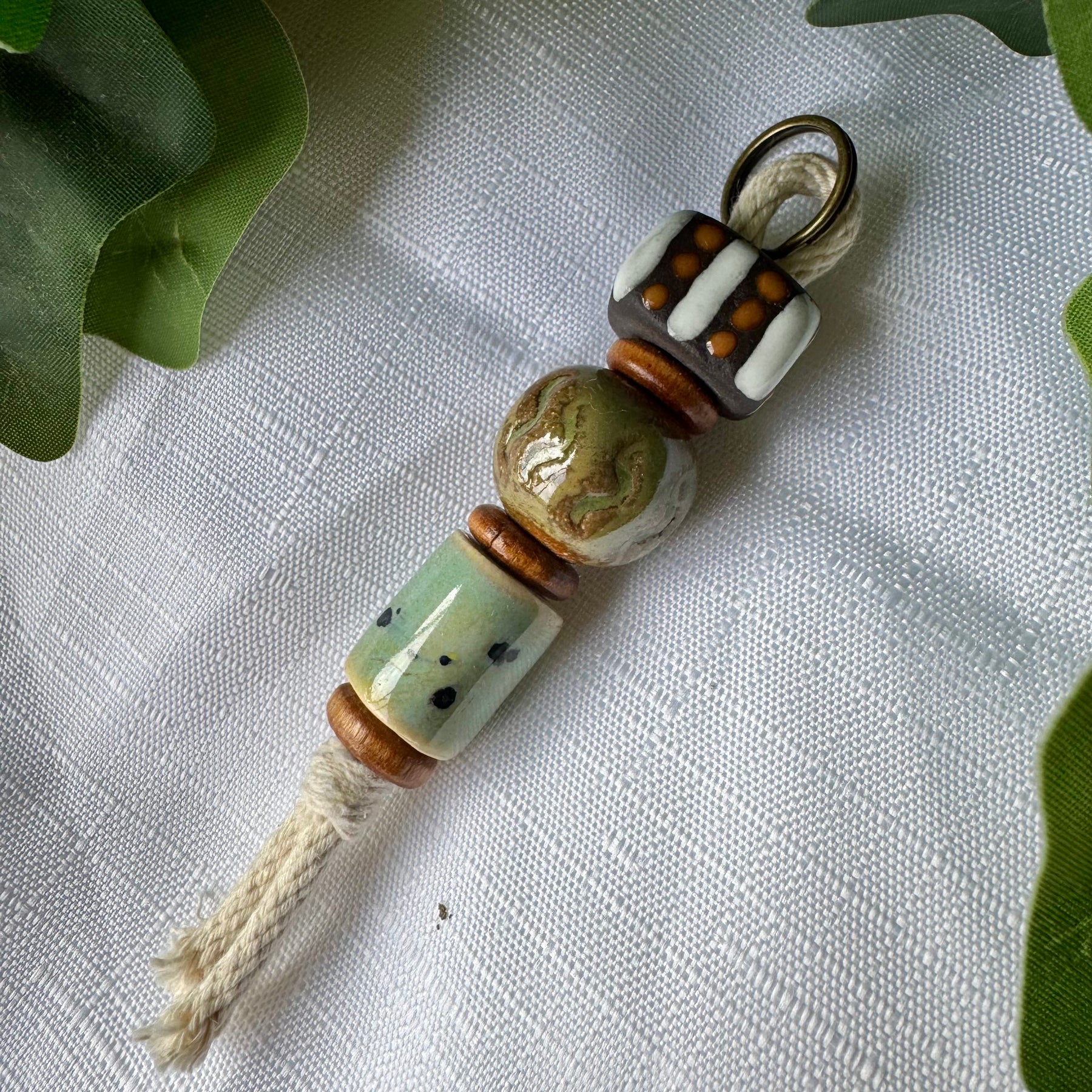 Clay bead keyring, decorative piece