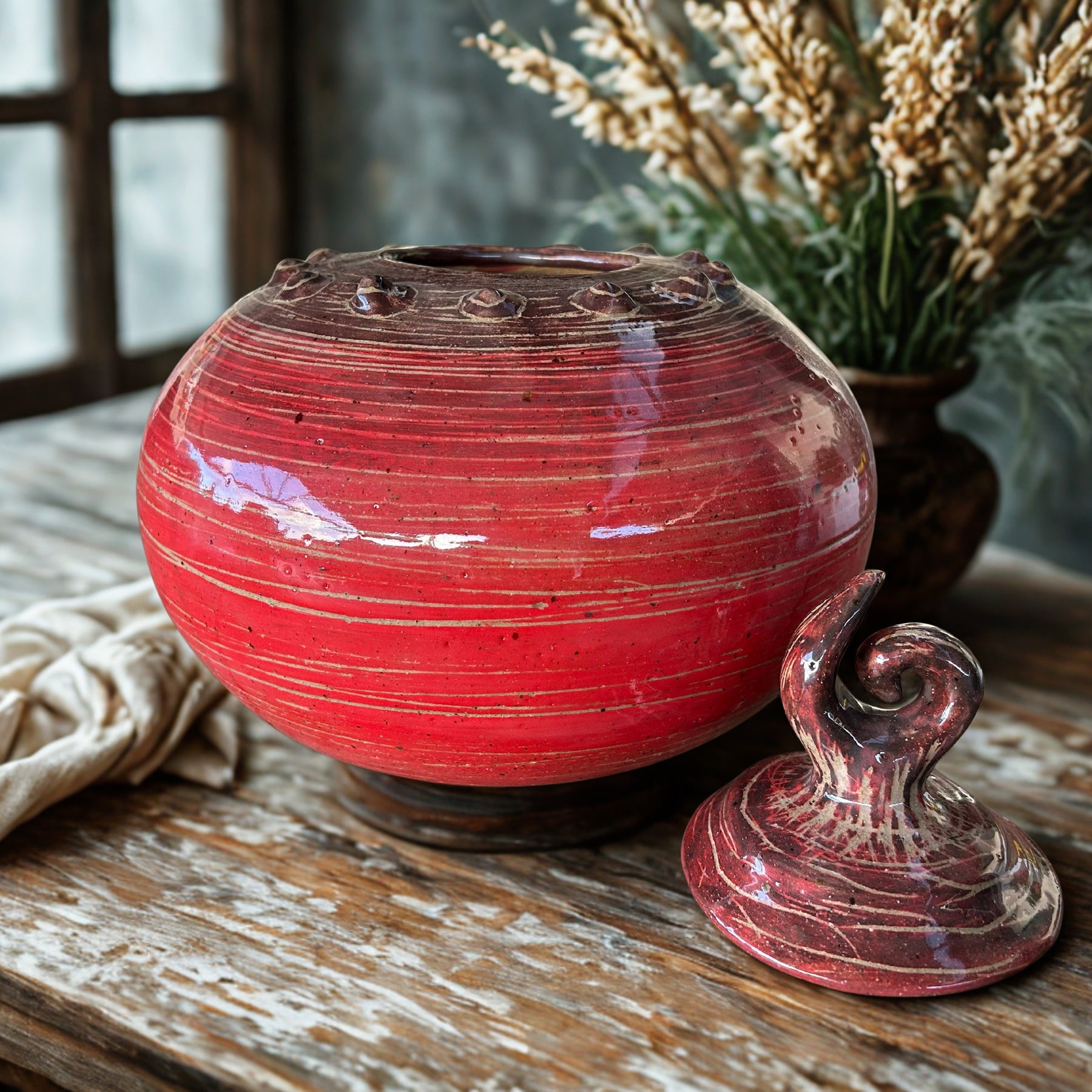 Ceramic red urn