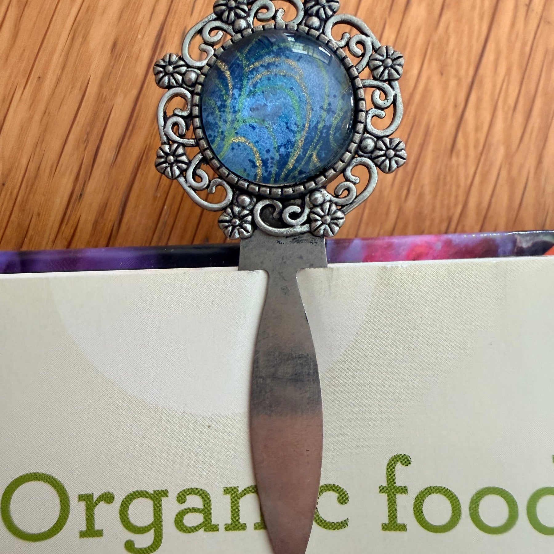 Antique Silver Vintage WASHI Cabochon Bookmark