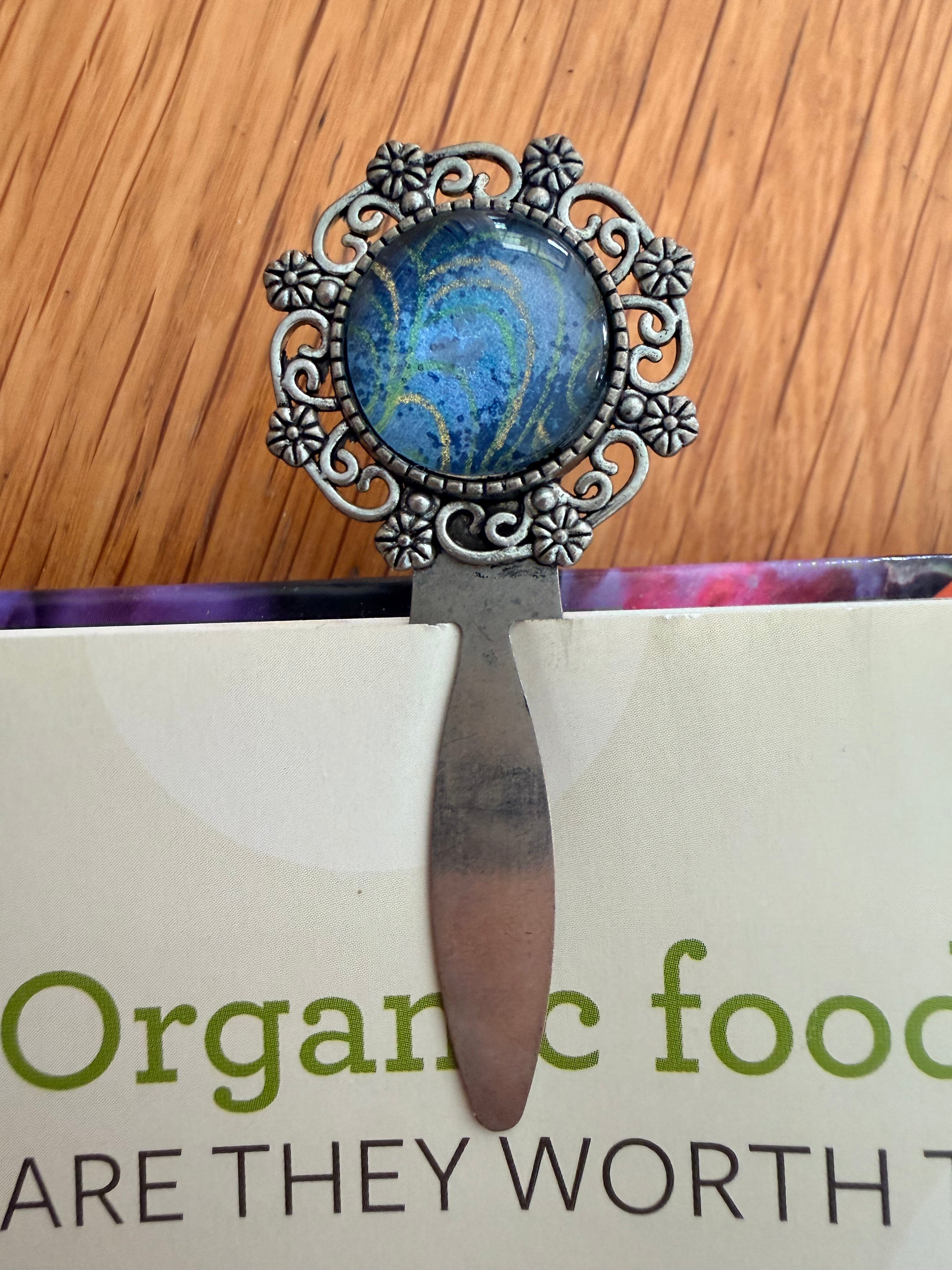 Antique Silver Vintage WASHI Cabochon Bookmark