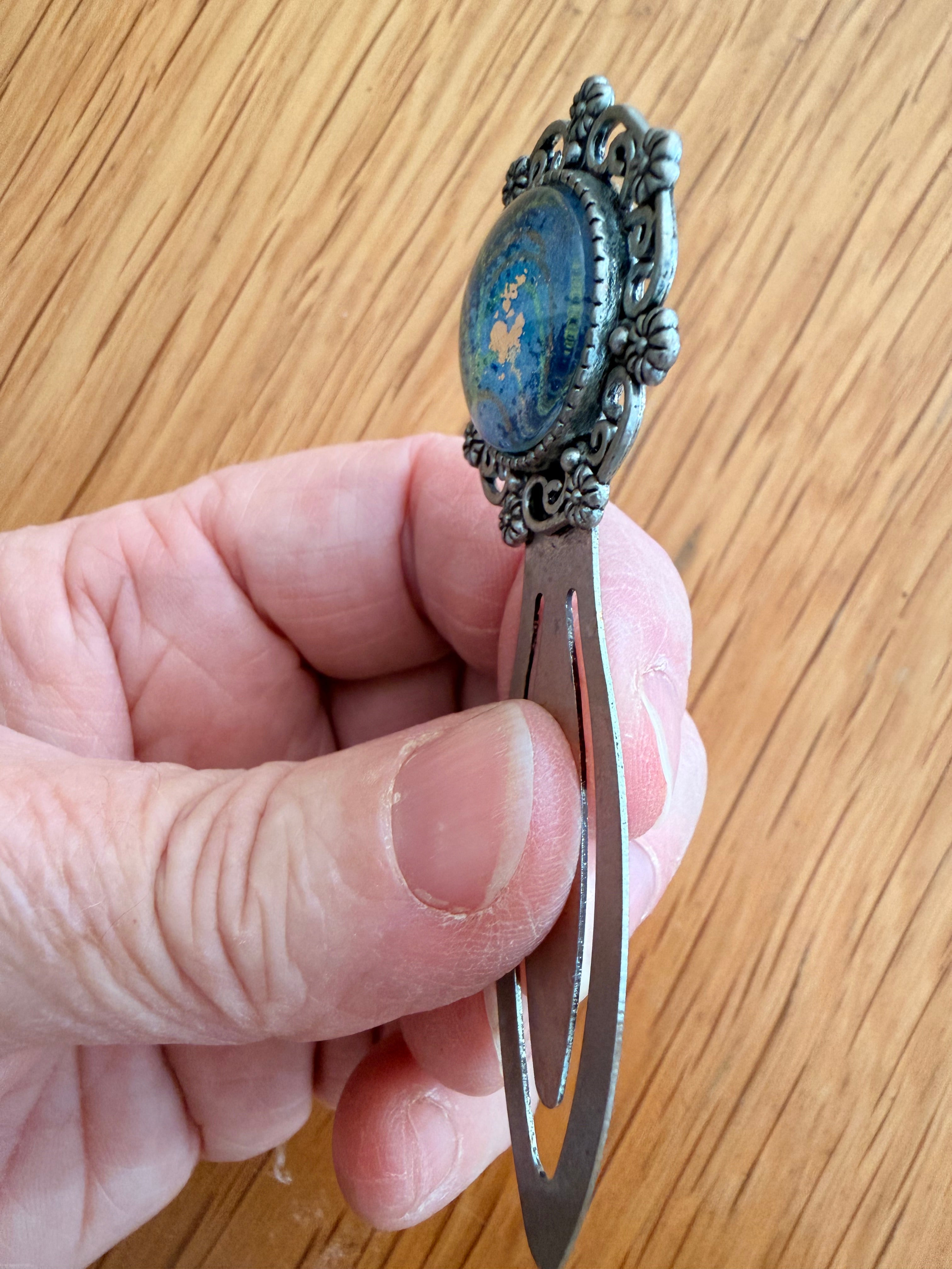 Antique Silver Vintage WASHI Cabochon Bookmark