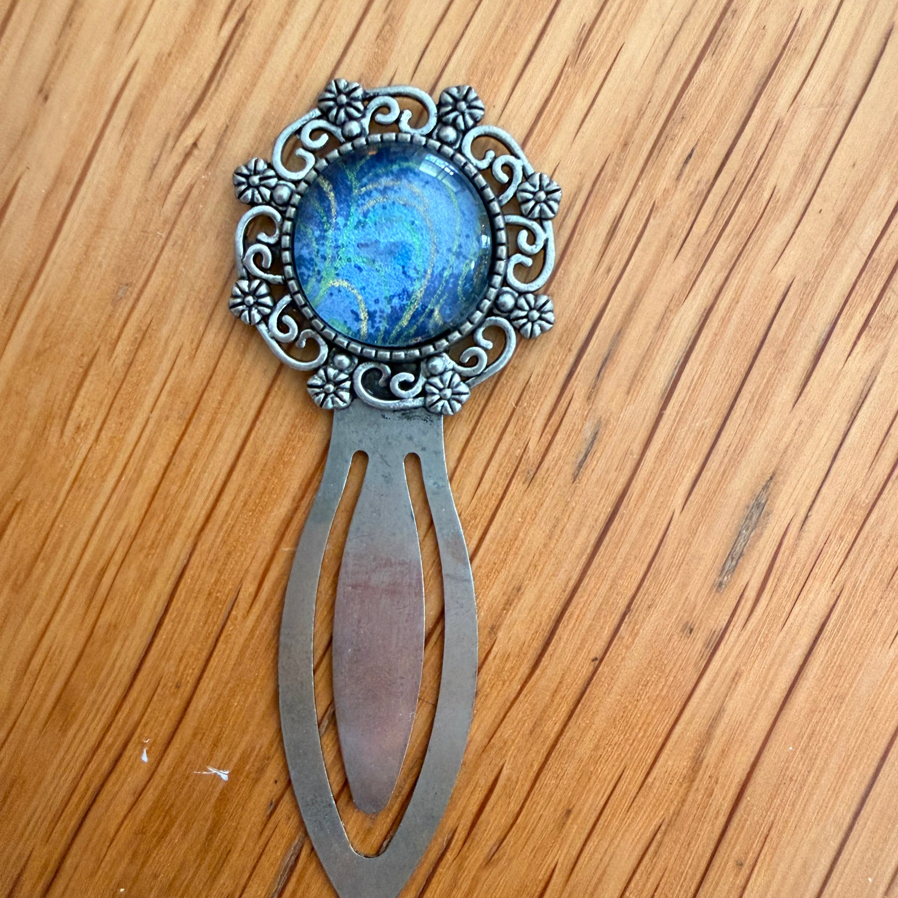 Antique Silver Vintage WASHI Cabochon Bookmark