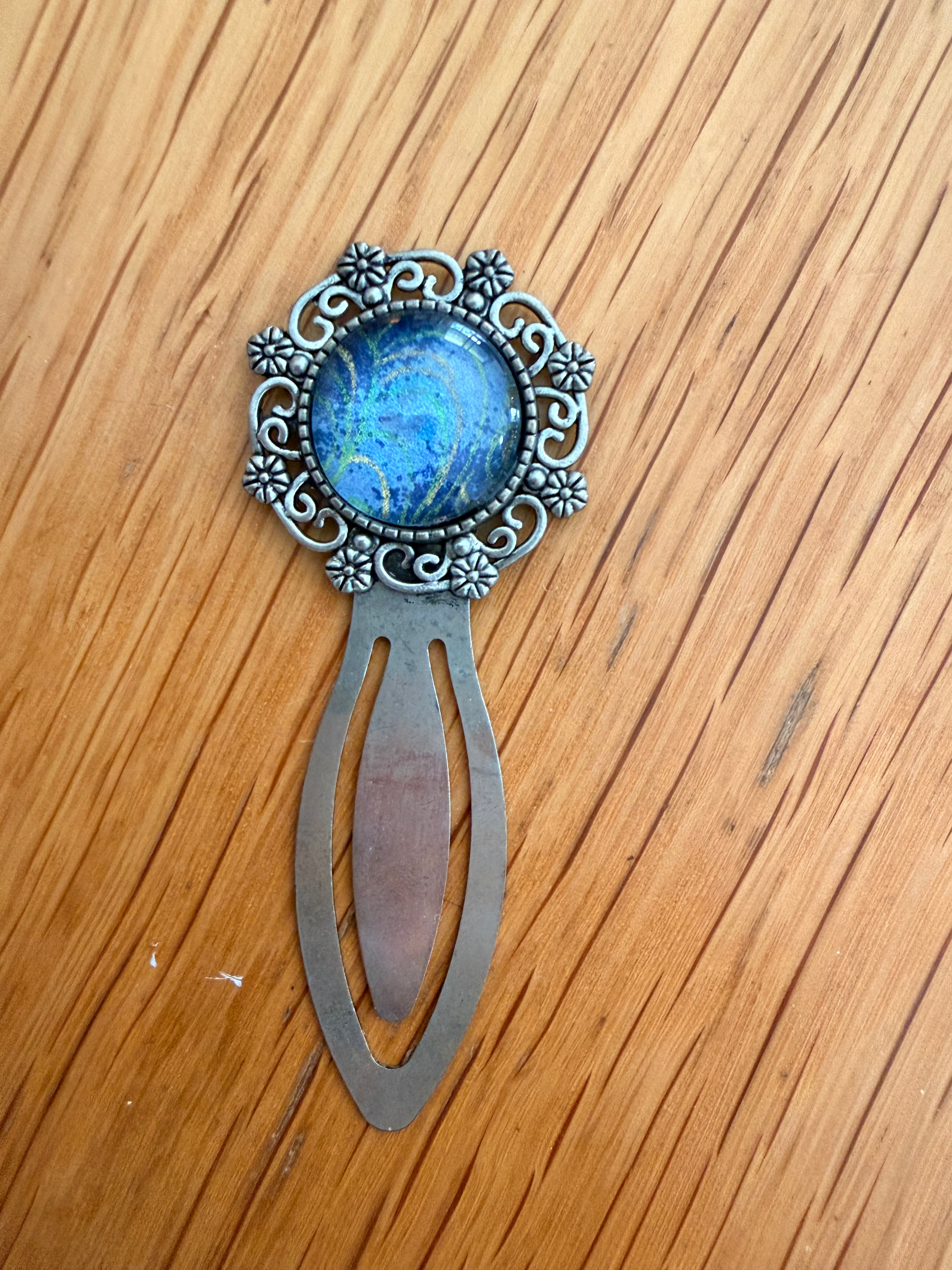 Antique Silver Vintage WASHI Cabochon Bookmark