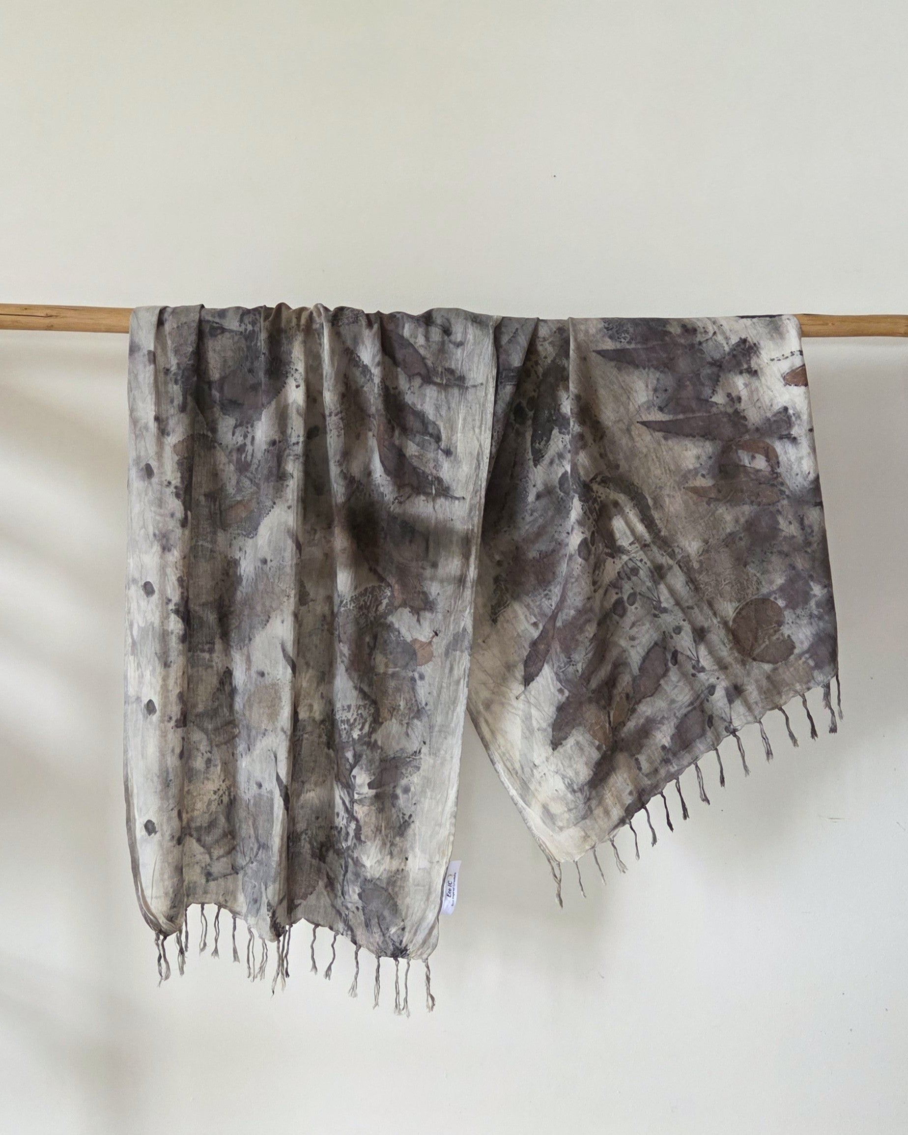 The Ebony - Fine Voile Cotton Ecoprint Scarf/Wrap