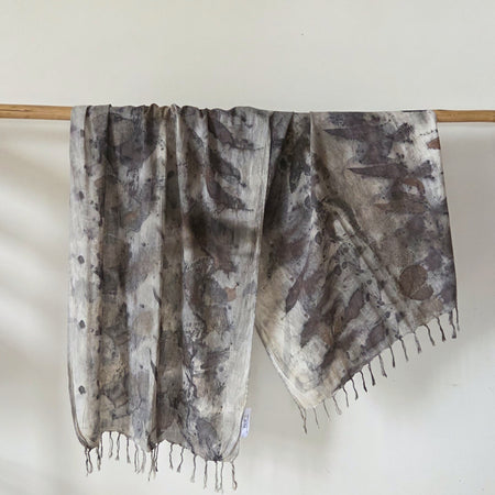 The Ebony - Fine Voile Cotton Ecoprint Scarf/Wrap