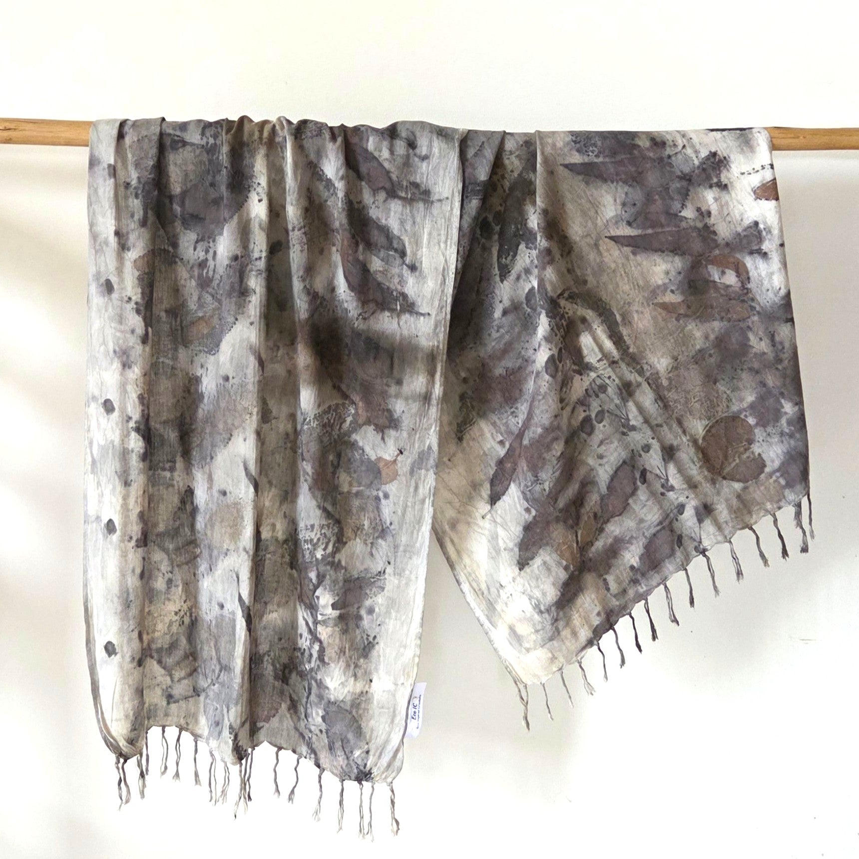 The Ebony - Fine Voile Cotton Ecoprint Scarf/Wrap