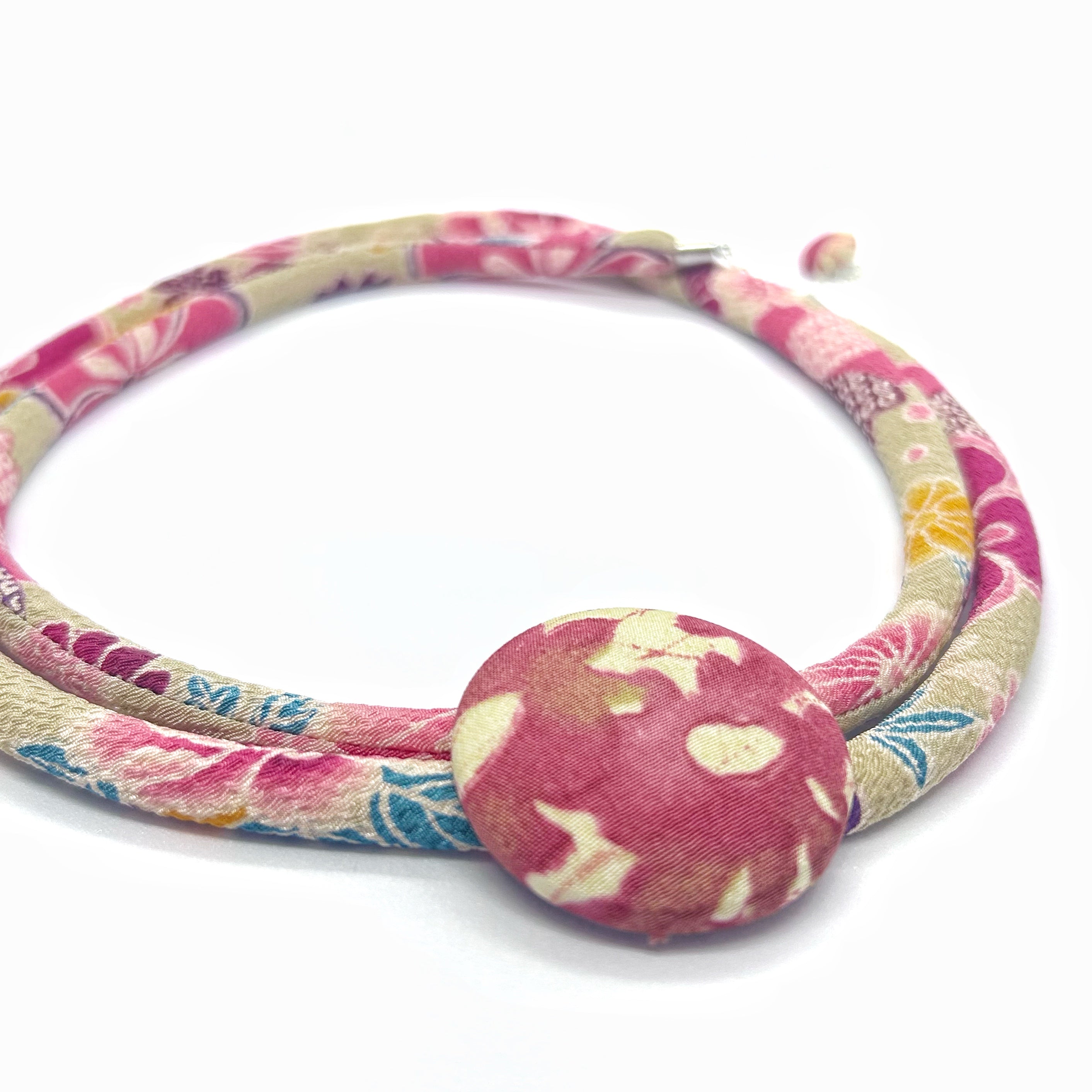 Kimono Cord Necklace - Pink Blossom