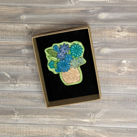 Flower Vase Brooch - Fresh Green