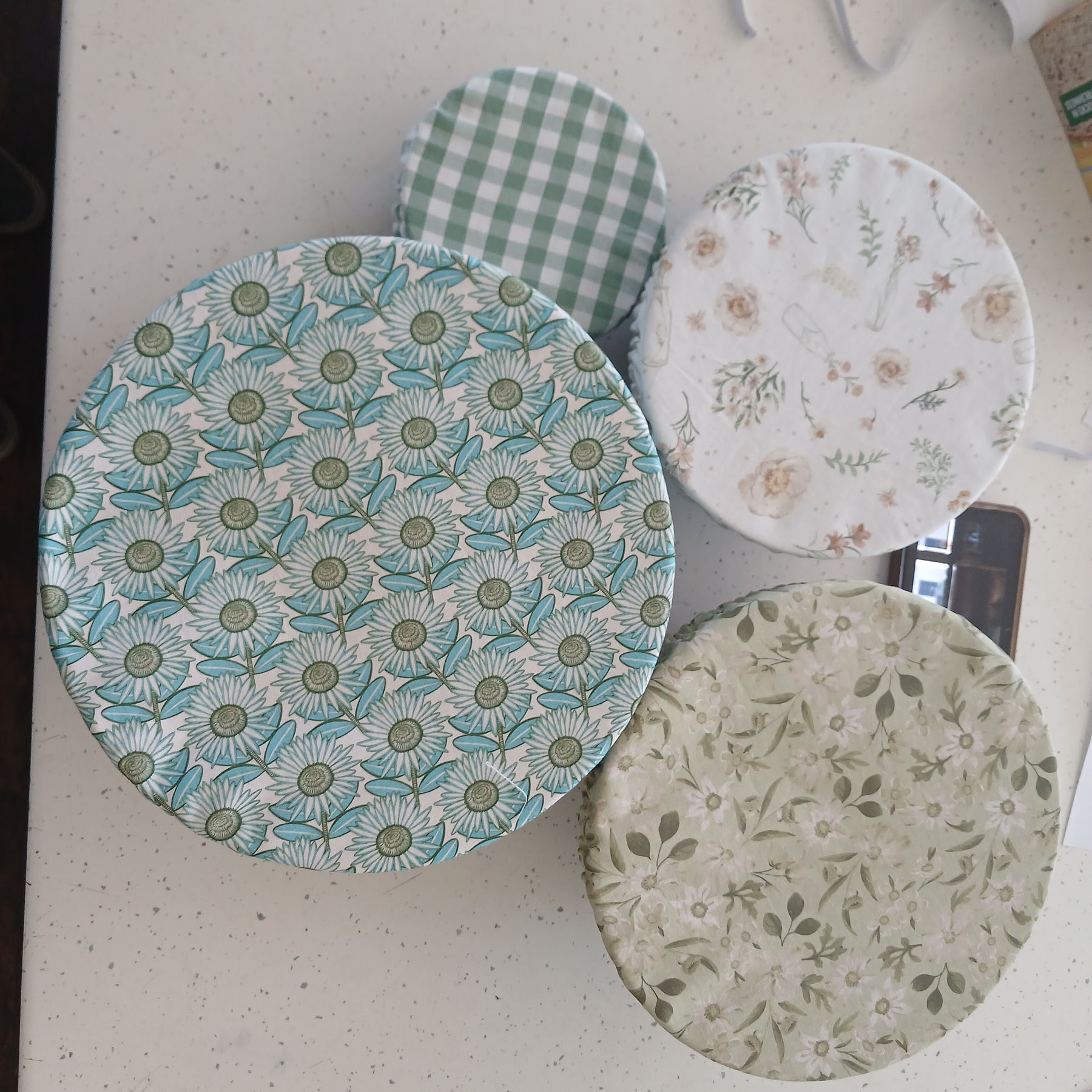 Reversible Reusable Bowl Covers Set of 3 - Alternate fabrics - 2 Looks in 1 - Handmade