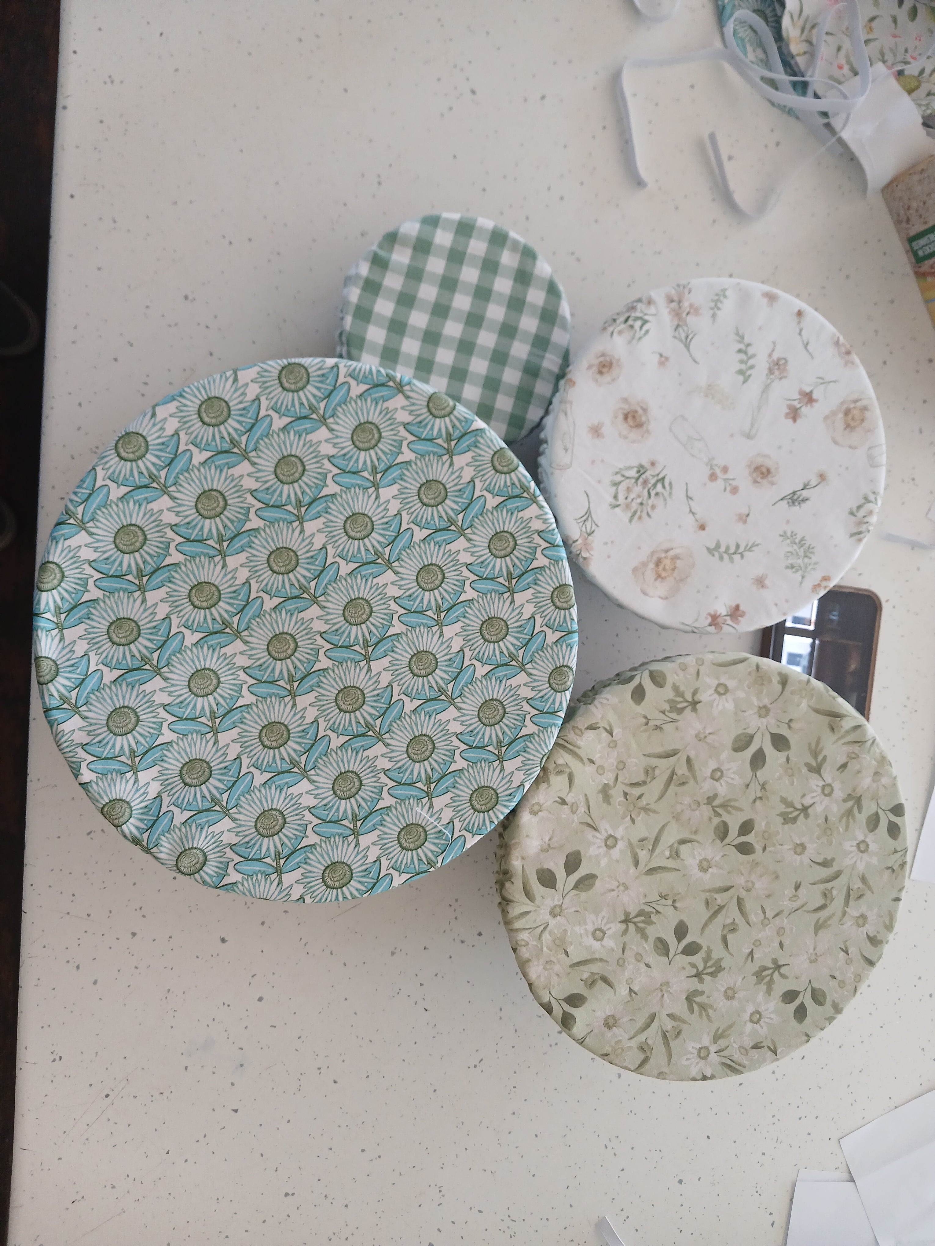 Reversible Reusable Bowl Covers Set of 3 - Alternate fabrics - 2 Looks in 1 - Handmade