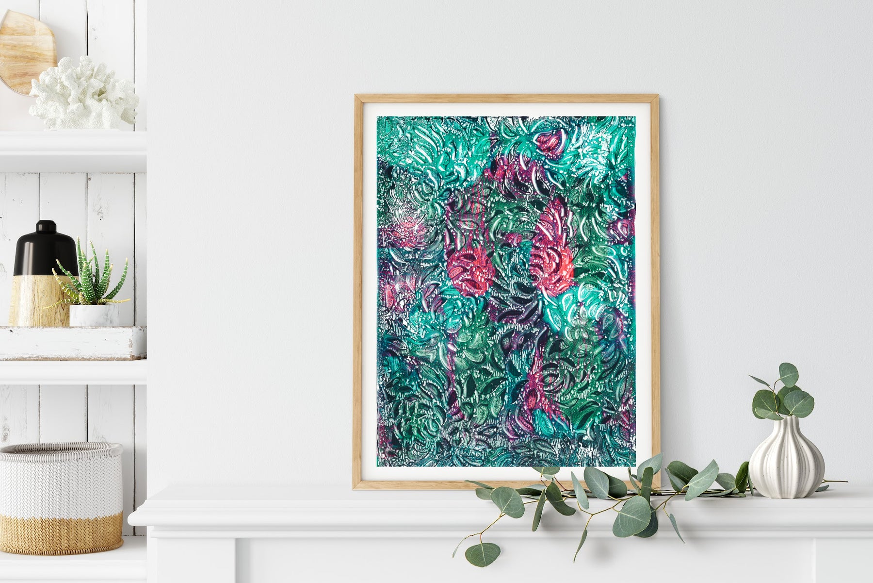 Deep Green Abstract Botanical Art Print