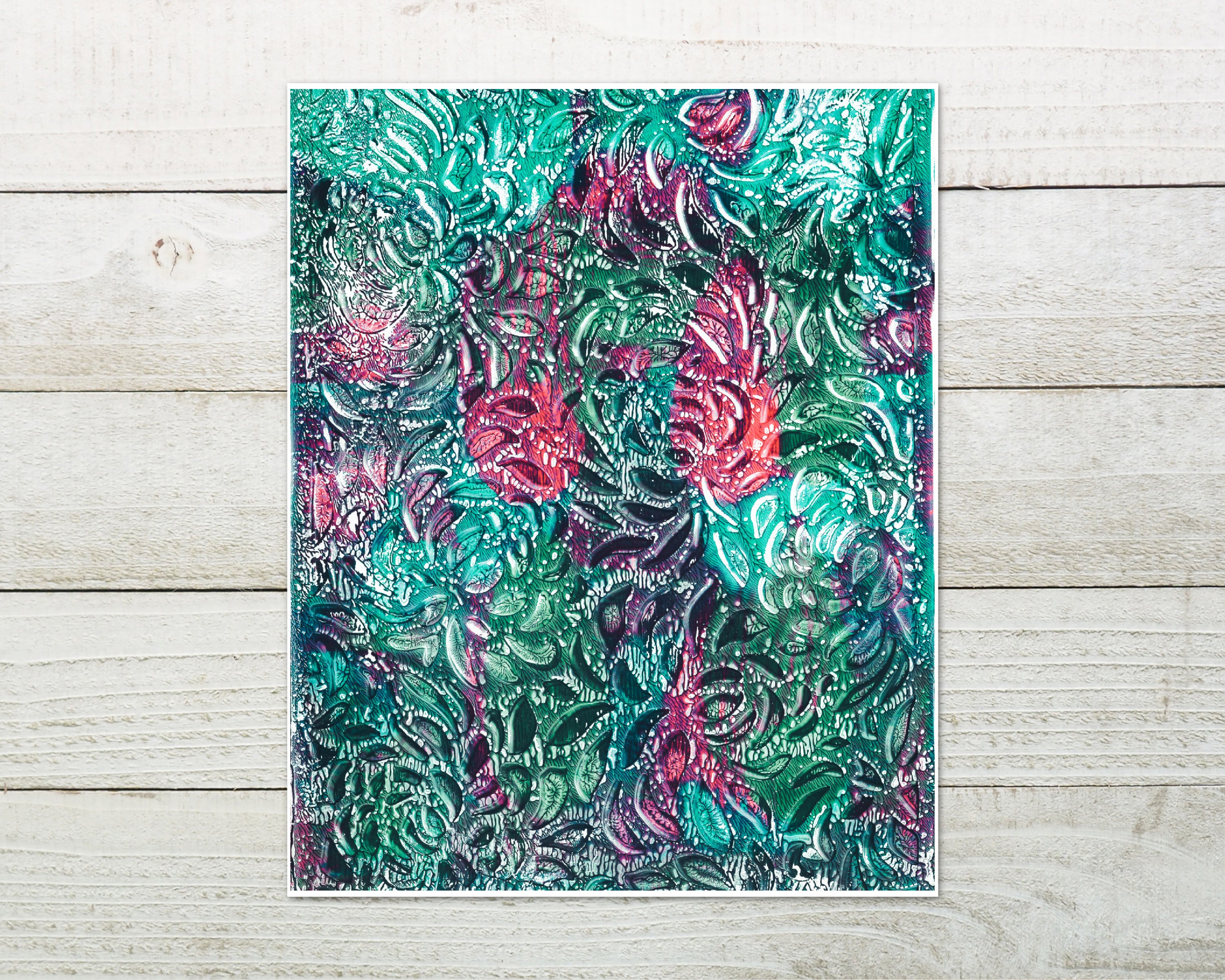 Deep Green Abstract Botanical Art Print
