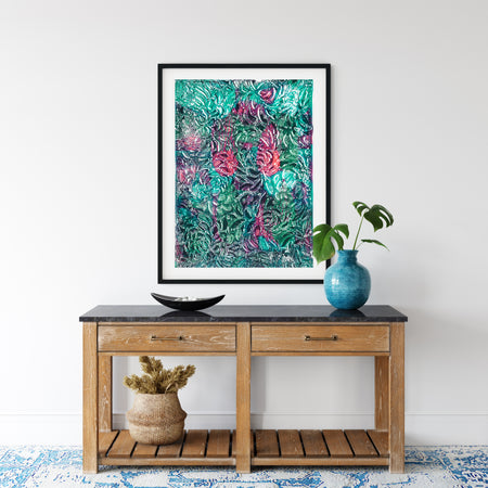 Deep Green Abstract Botanical Art Print