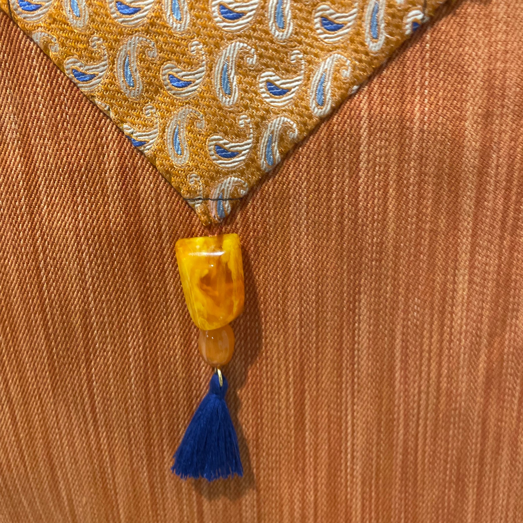 Bright Orange Upcycled Wooden‑Handle Bag