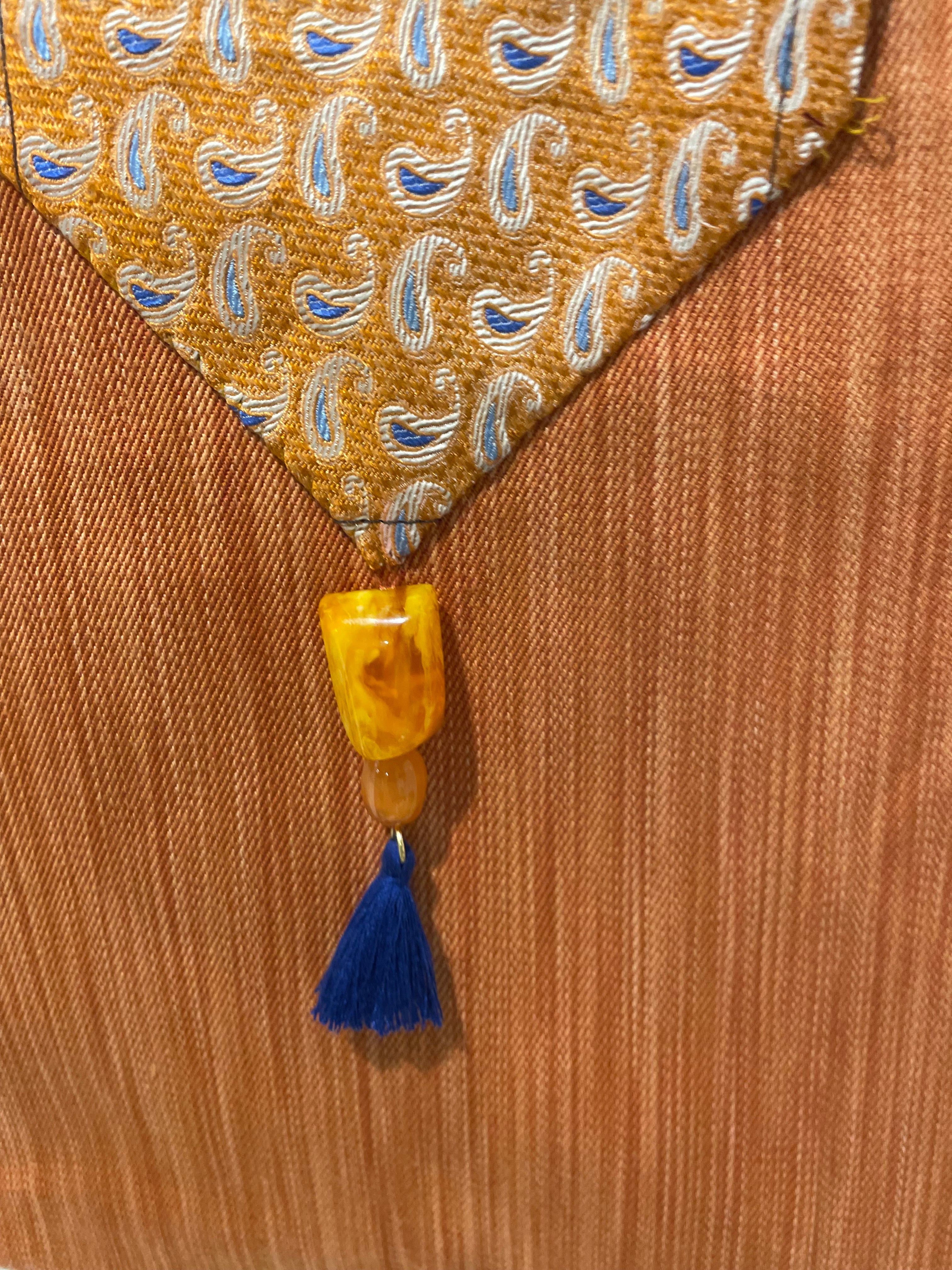 Bright Orange Upcycled Wooden‑Handle Bag