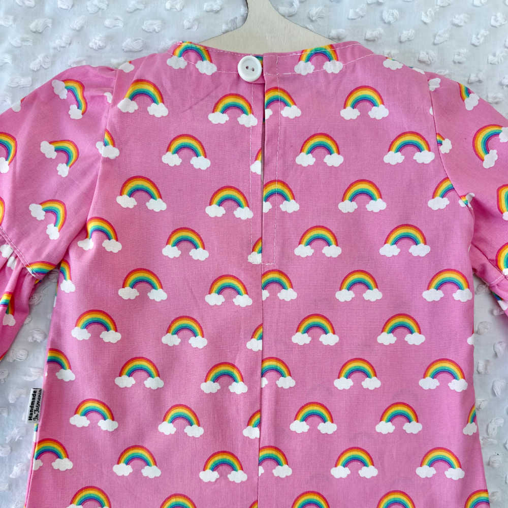 Handmade Pink Rainbow Bell Sleeve Top | Size 2–3 Girls
