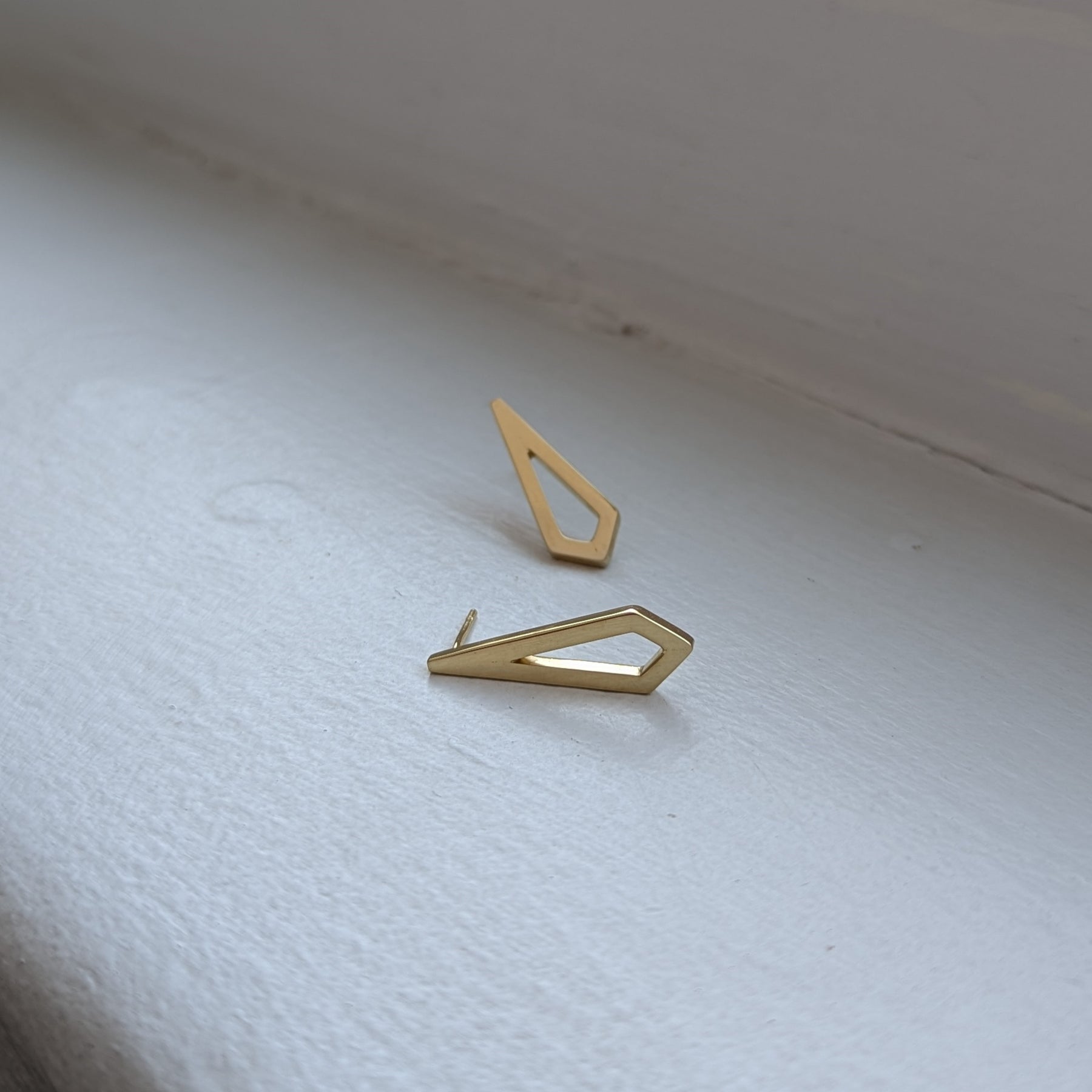 handmade gold plated geometric kite studs | wedding earrings