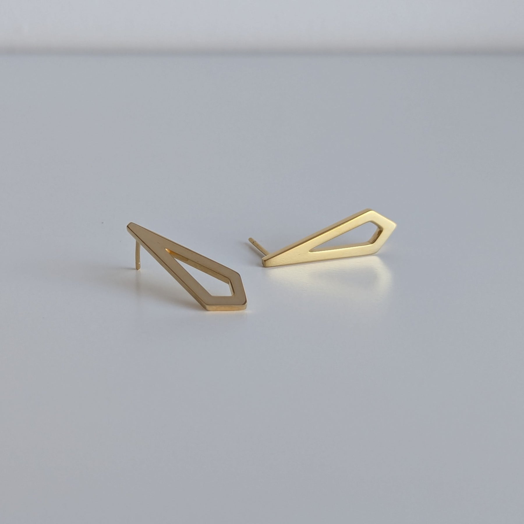 handmade gold plated geometric kite studs | wedding earrings