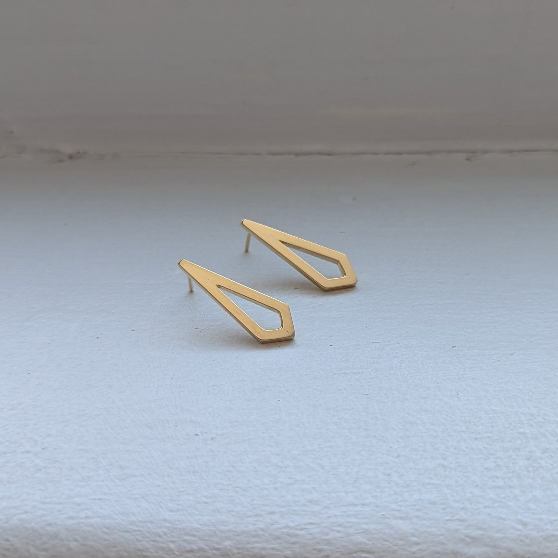 handmade gold plated geometric kite studs | wedding earrings