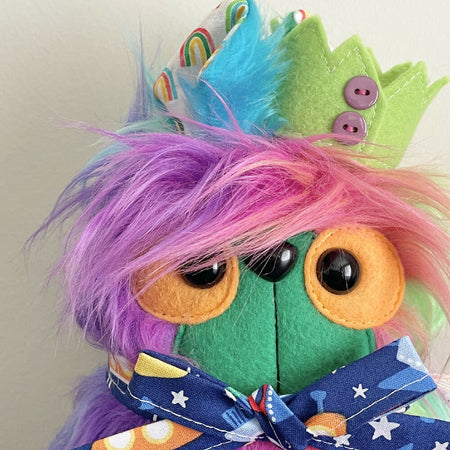 Littlebear Plush Crowned Green Rainbow 18cm Handmade Decorative Fur Bear