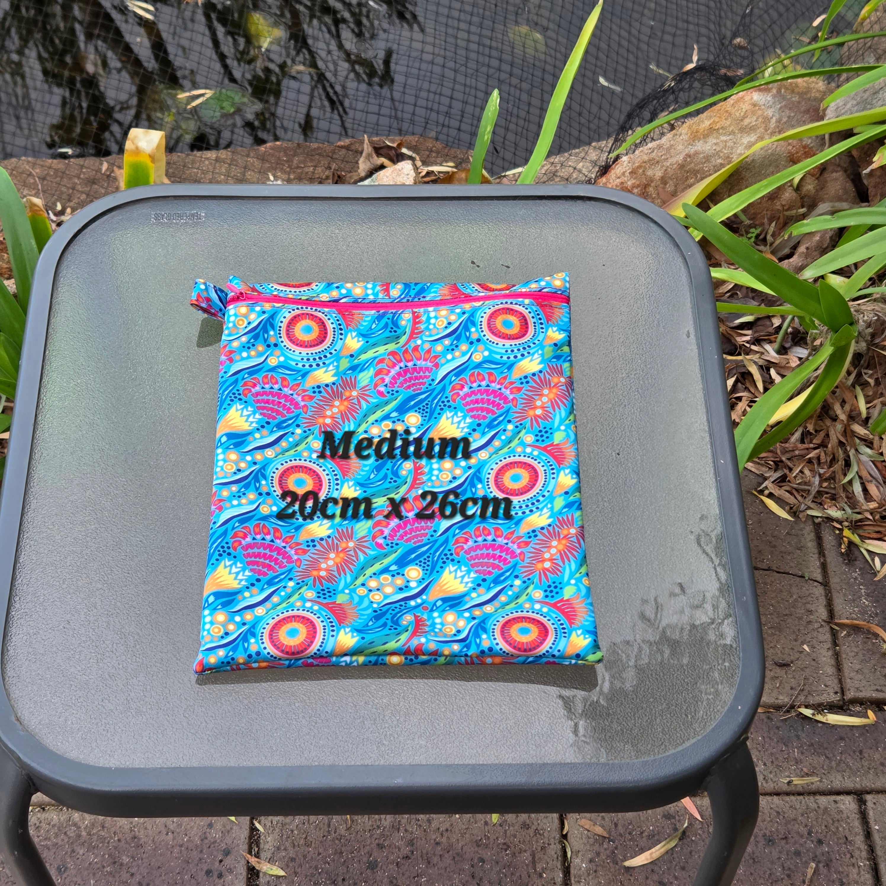 Wet Bags, Various Sizes, Colourful Dot Print Wildflowers