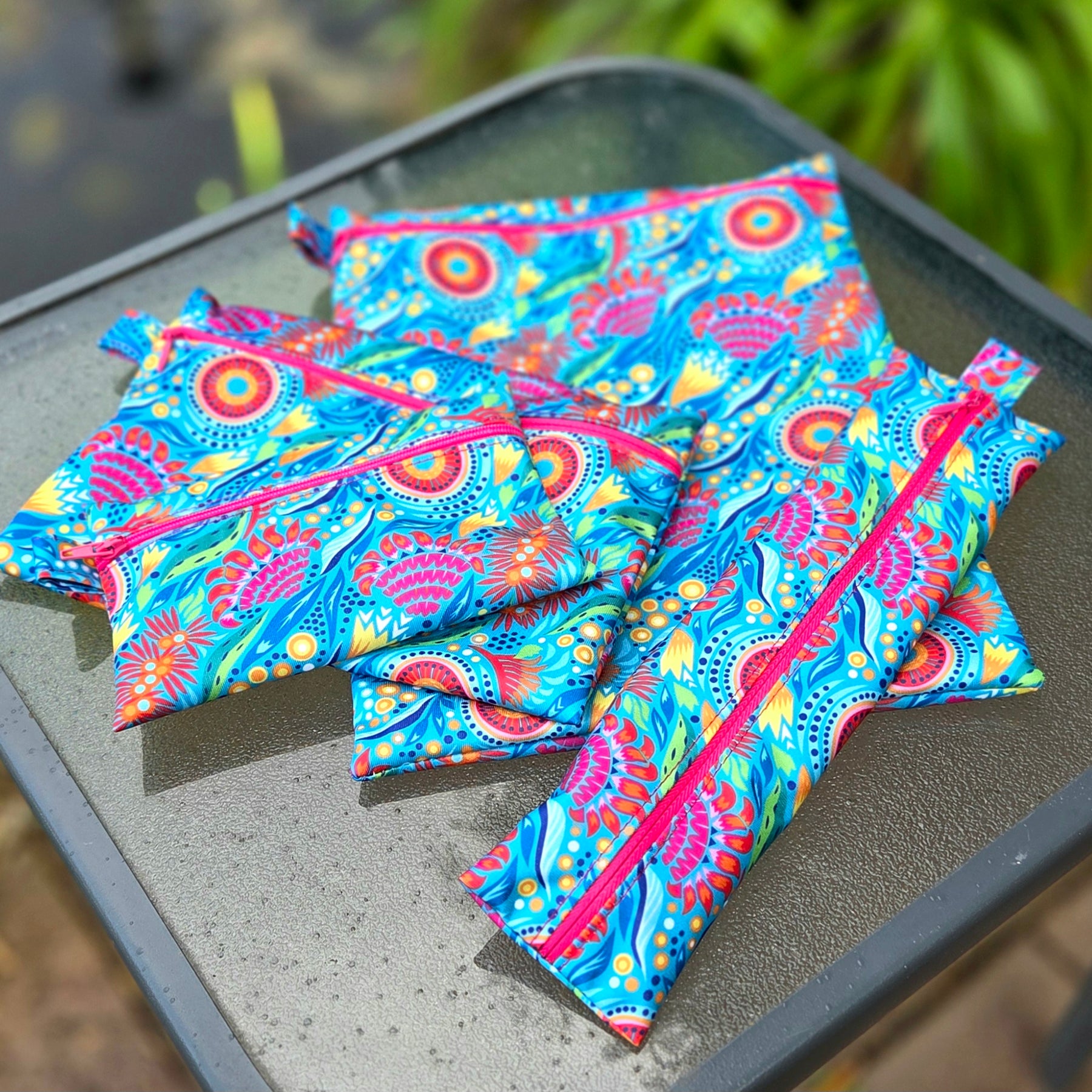 Wet Bags, Various Sizes, Colourful Dot Print Wildflowers