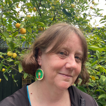 Christmas Wreath Earrings – Hand-painted Brass Jewellery