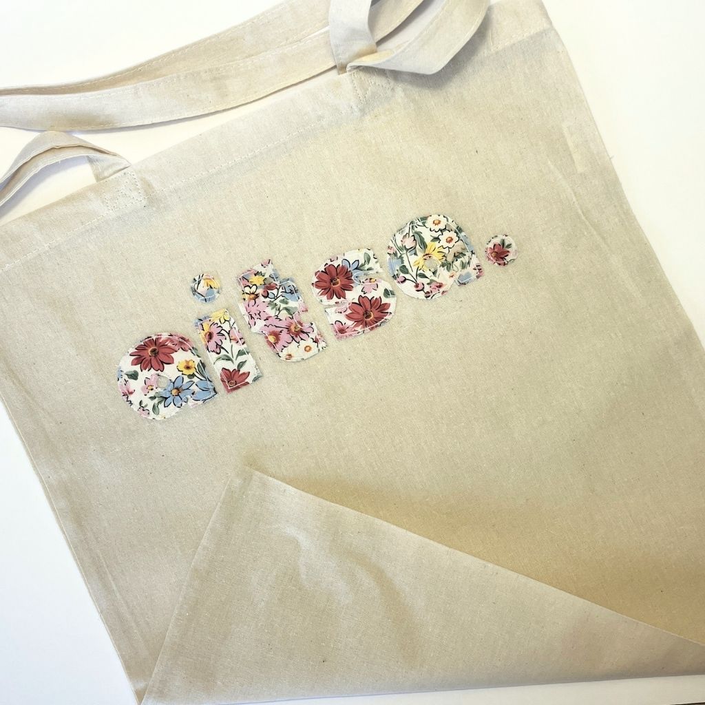 Tote Bag| Gift Bag | Raw Edge Floral Appliqué | Cheeky Afrikaans Word| Custom Word