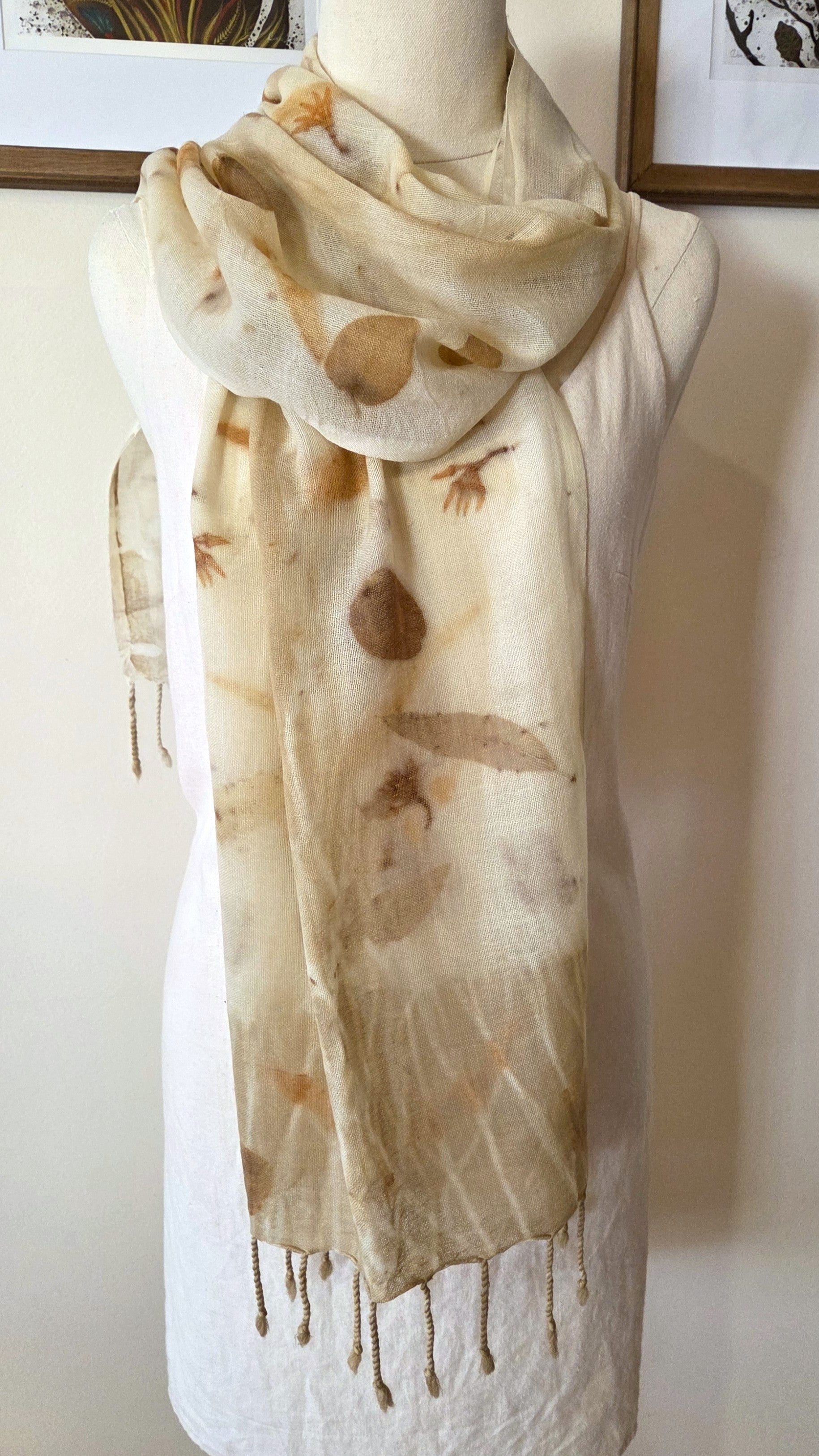 The Airlee - Pure Fine Handloomed Wool Ecoprint Scarf/Wrap
