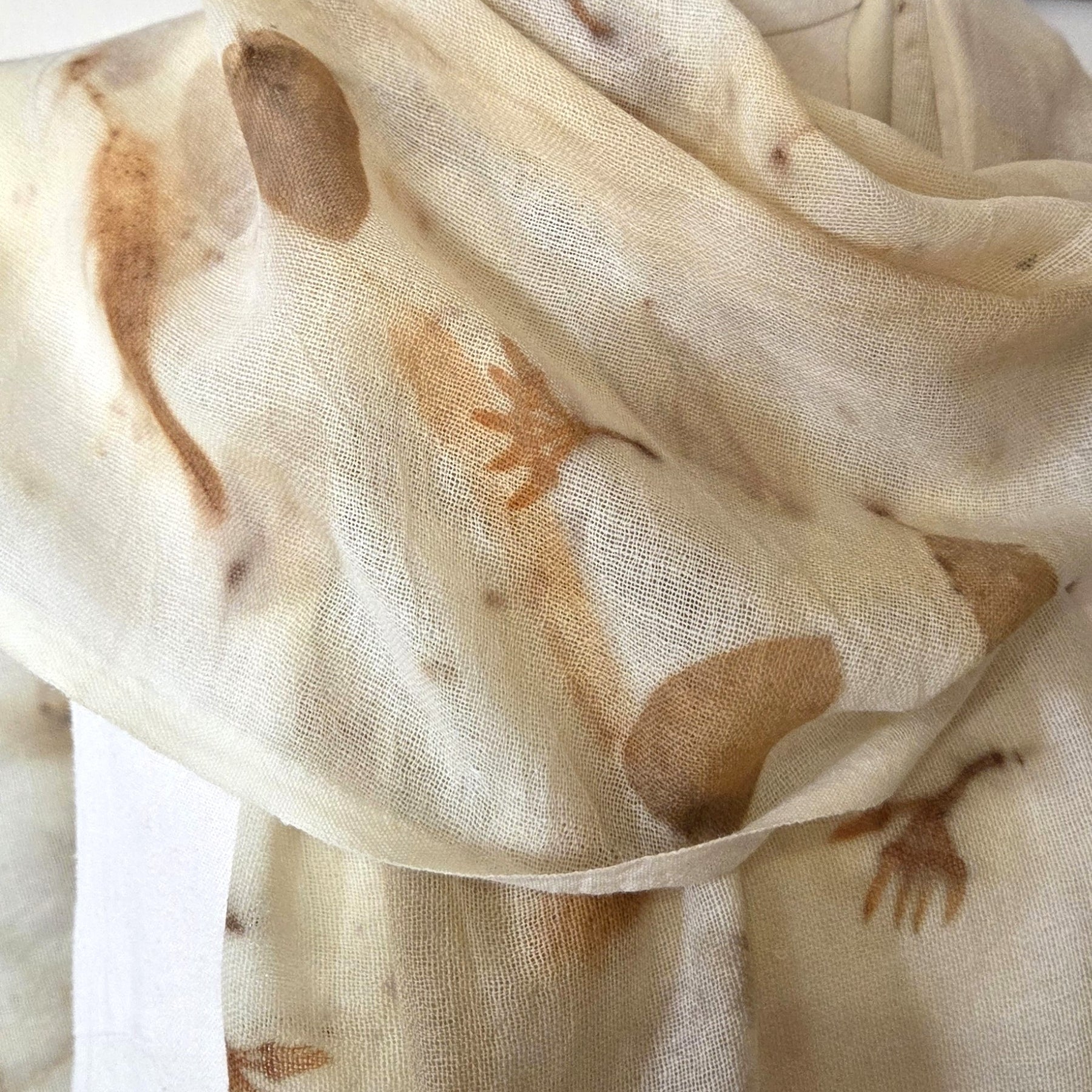The Airlee - Pure Fine Handloomed Wool Ecoprint Scarf/Wrap