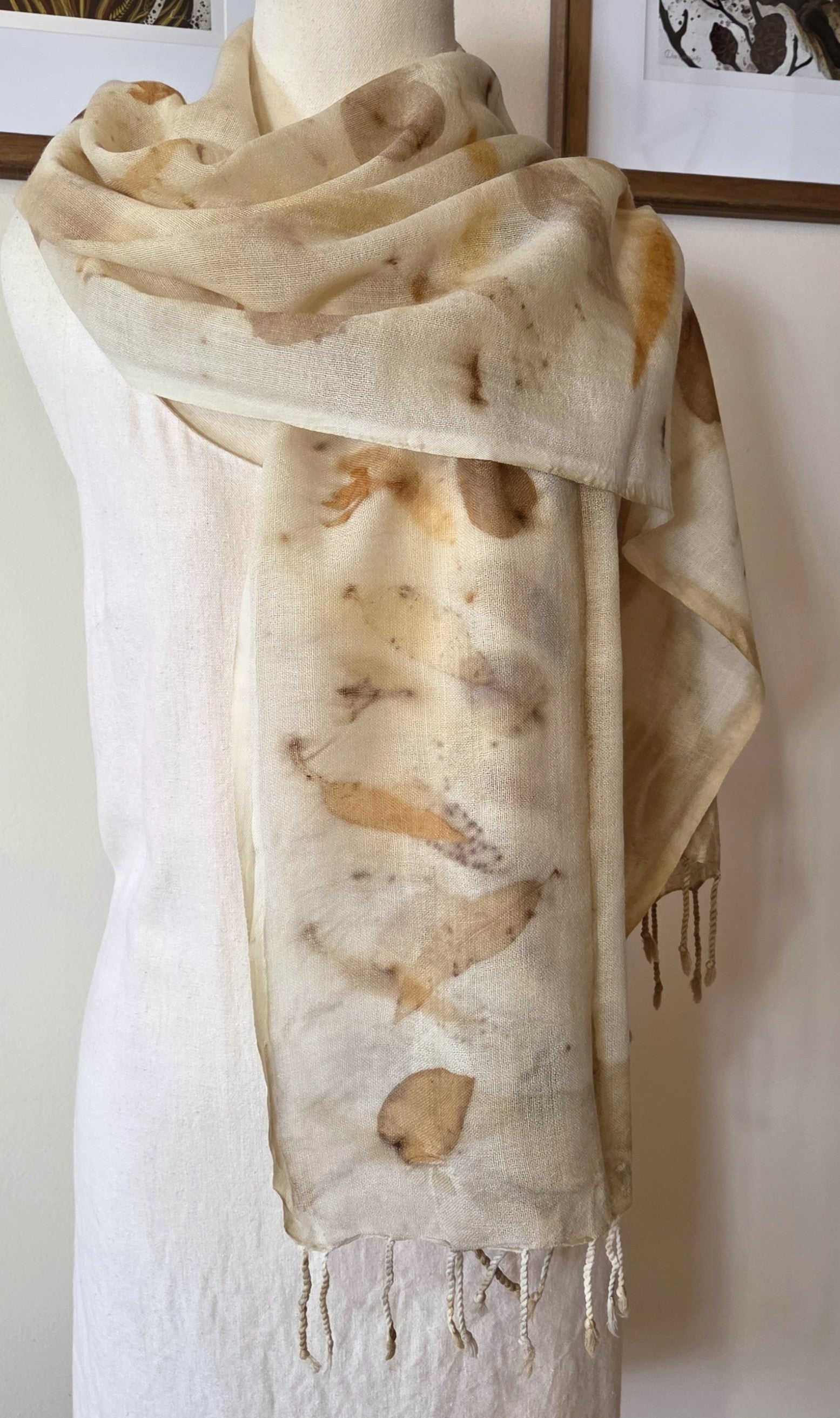 The Airlee - Pure Fine Handloomed Wool Ecoprint Scarf/Wrap
